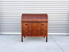 1960s Danish Modern Rosewood Roll Top Writing Desk by Bernhardt Pedersen