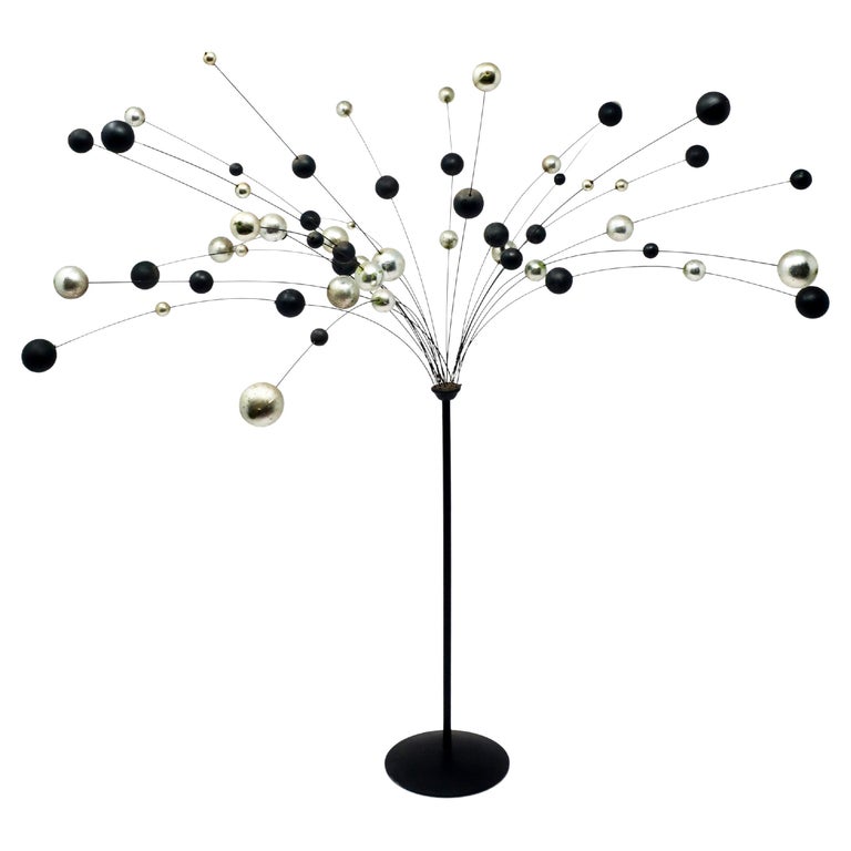 1960s Danish Modern Silver and Black Ball Sculpture For Sale at