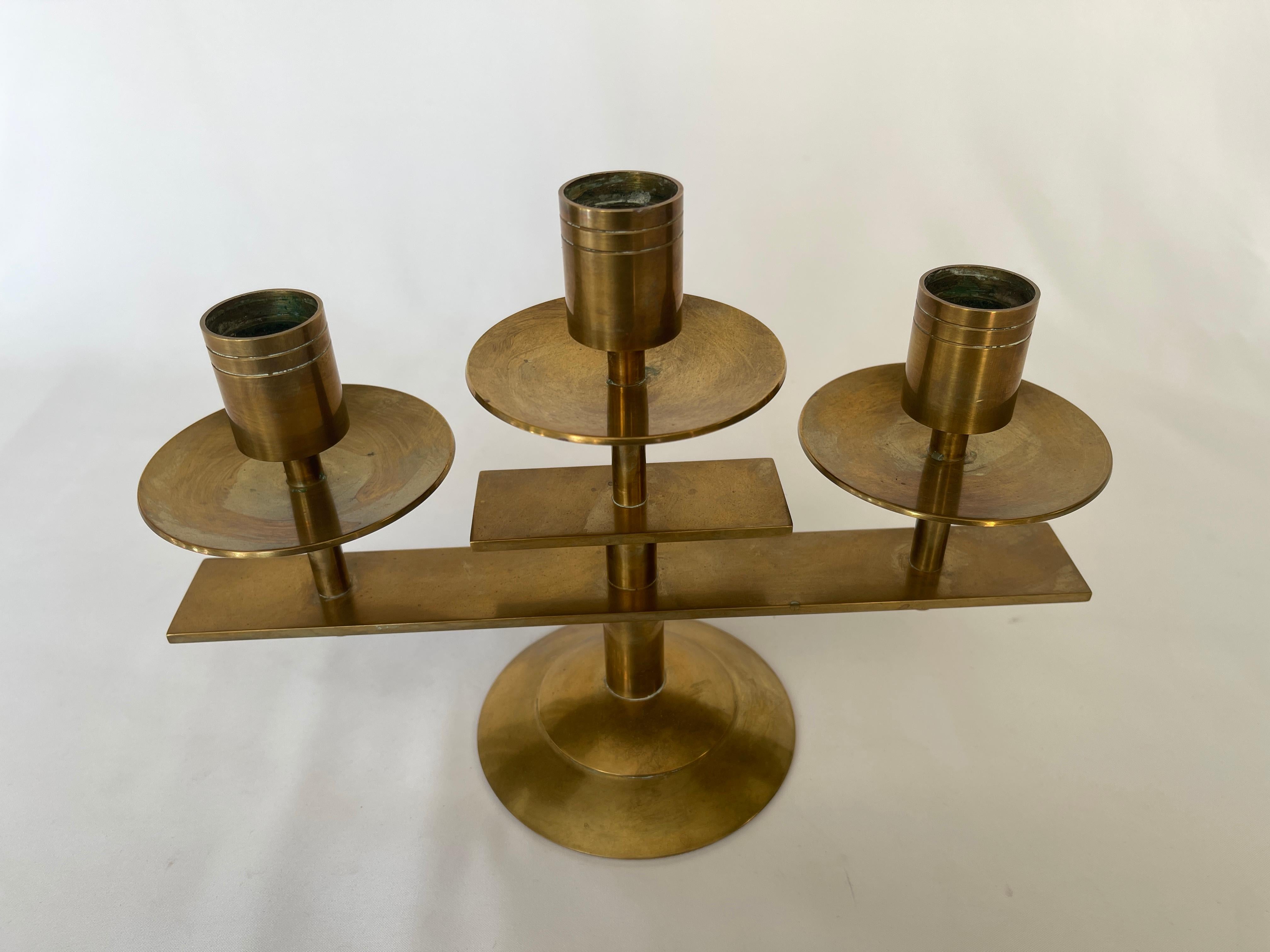 Dantorp 1960's Danish Modern Solid Brass Candelabra  For Sale 4