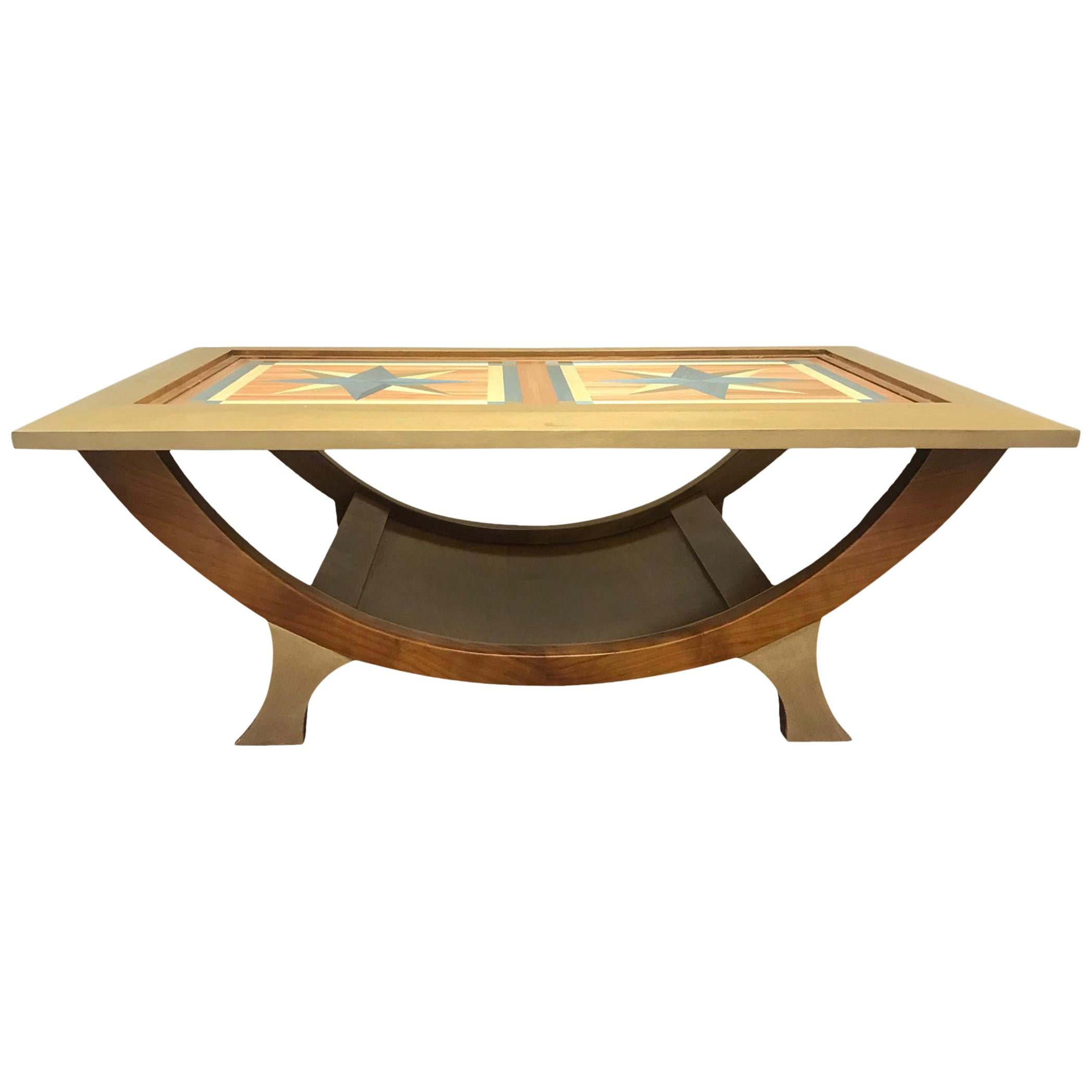 1960s Danish Modern Style Inlay Coffee Table For Sale