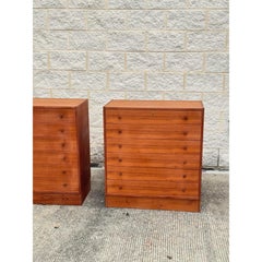 A Pair of 1960s Danish Modern Style Teak Five-Drawer Dressers