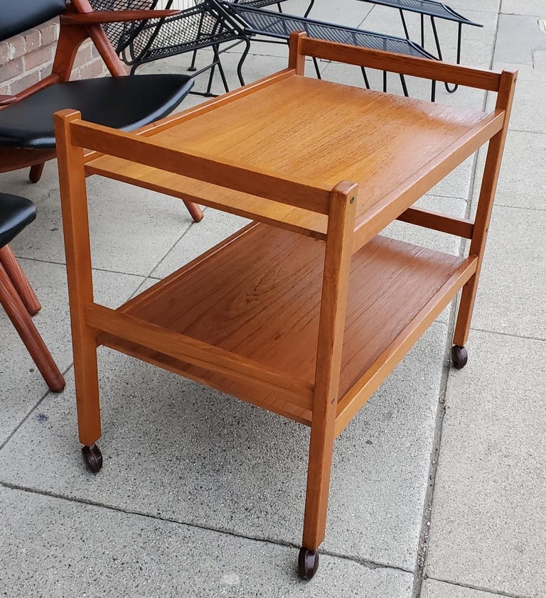 1960s Danish Modern Teak Bar Cart, Bar Trolley, Tea Cart by BRDR FURBO ...