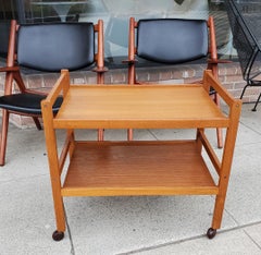 1960s Danish Modern Teak Bar Cart, Bar Trolley, Tea Cart by BRDR FURBO Denmark