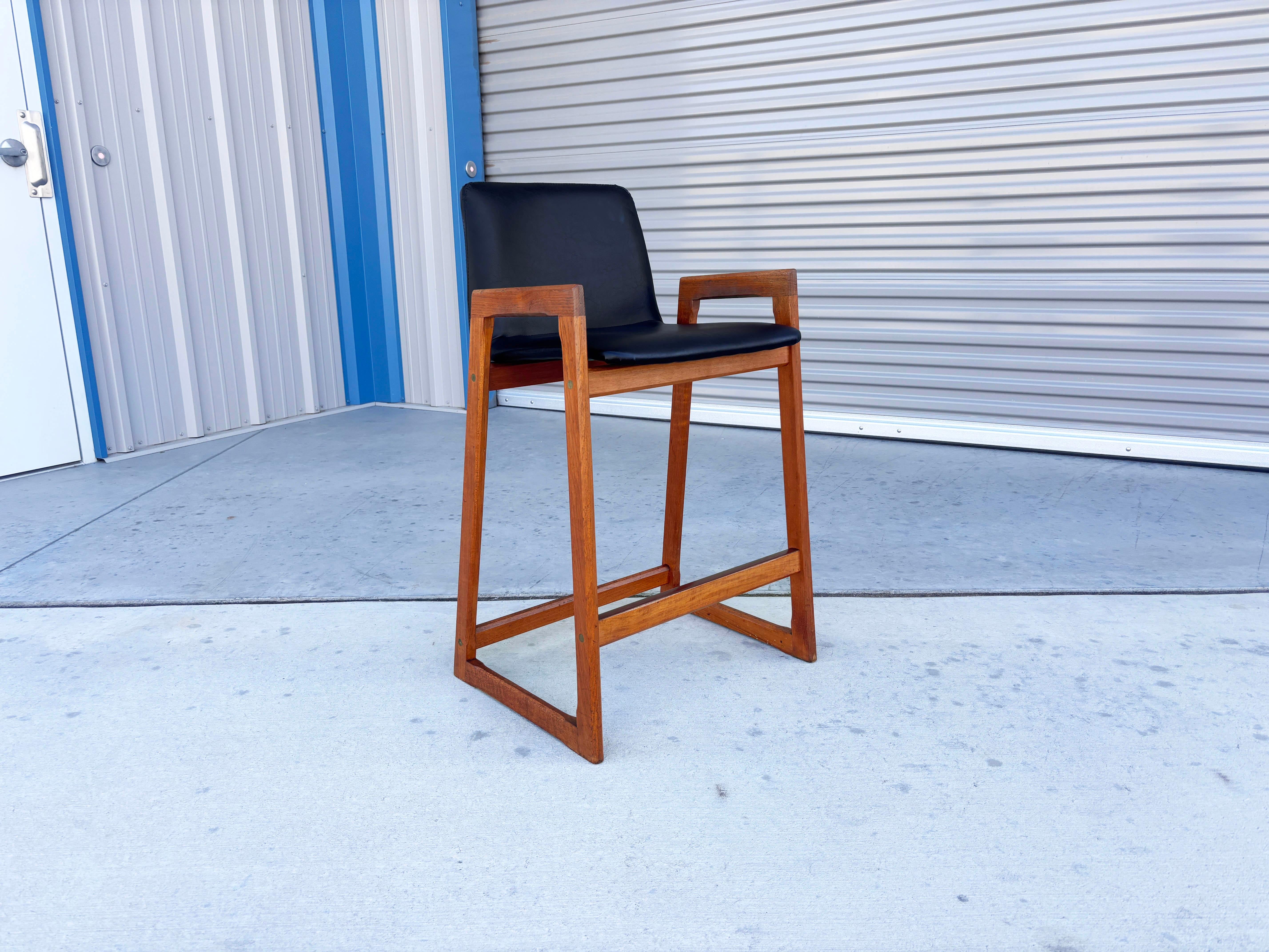1960s Danish Modern Teak Barstool Set of 4 For Sale 4