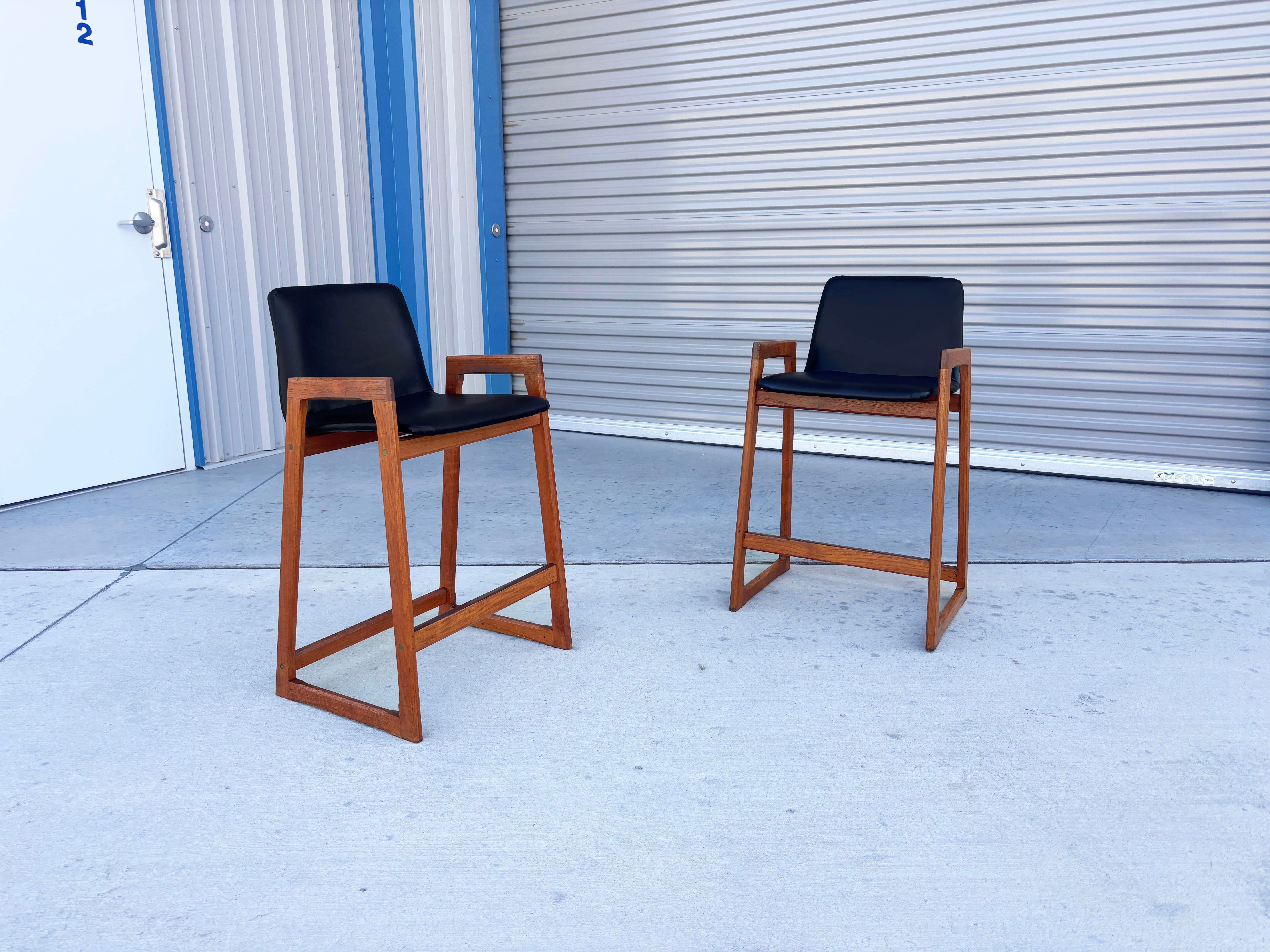 1960s Danish Modern Teak Barstool Set of 4 For Sale 1