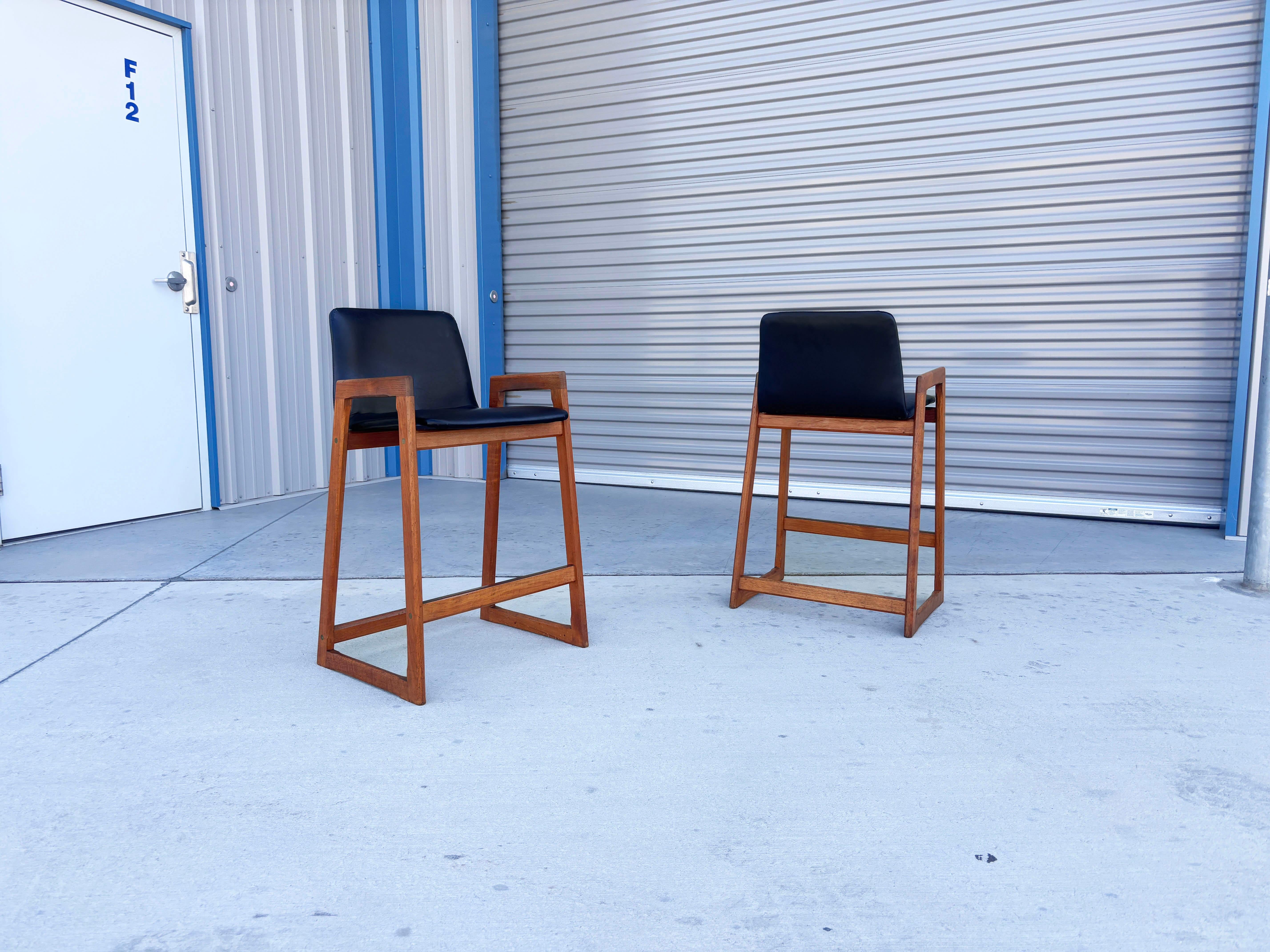 1960s Danish Modern Teak Barstool Set of 4 For Sale 3