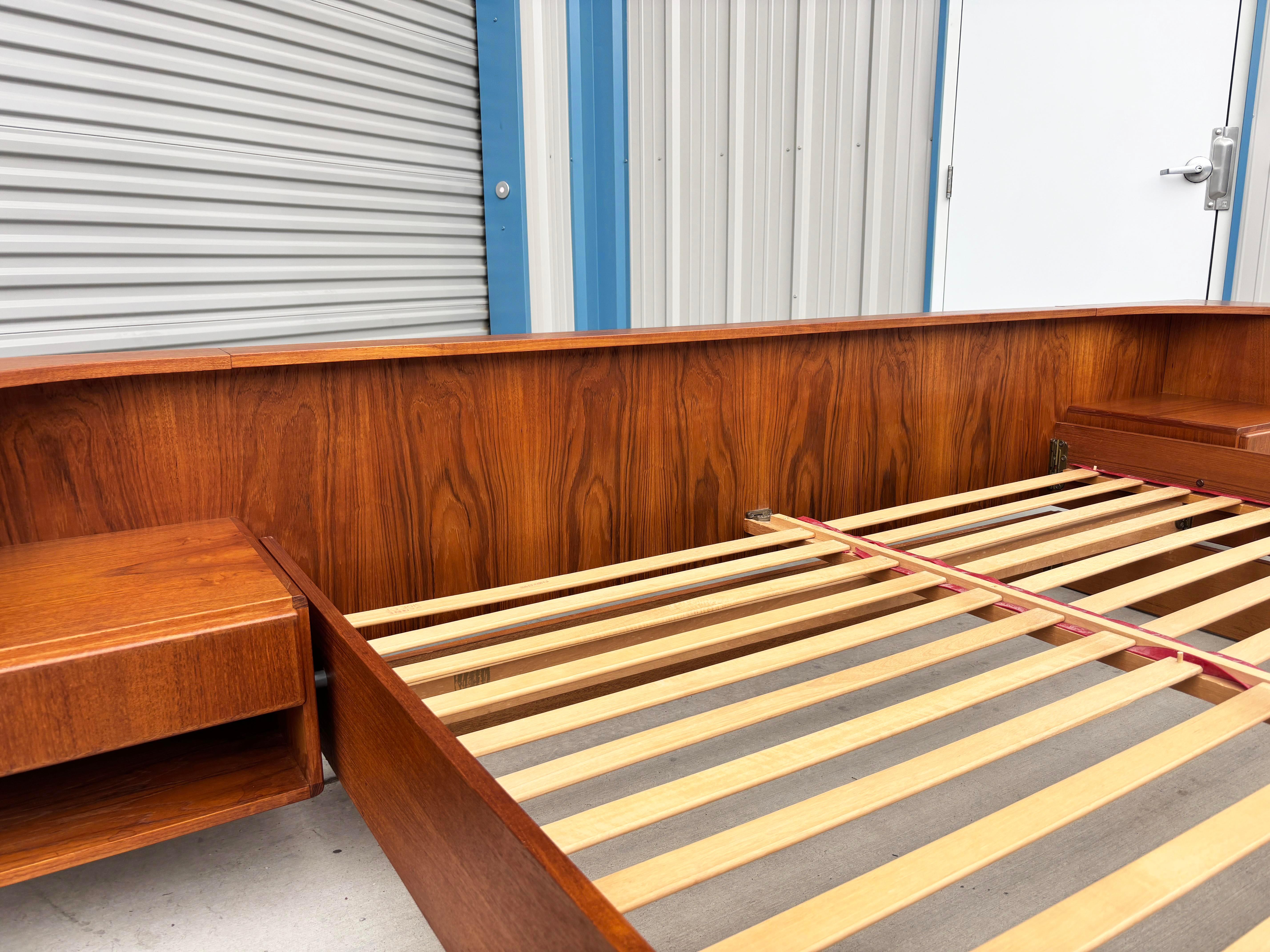 1960s Danish Modern Teak Cali King Bed Frame With Nightstands 7