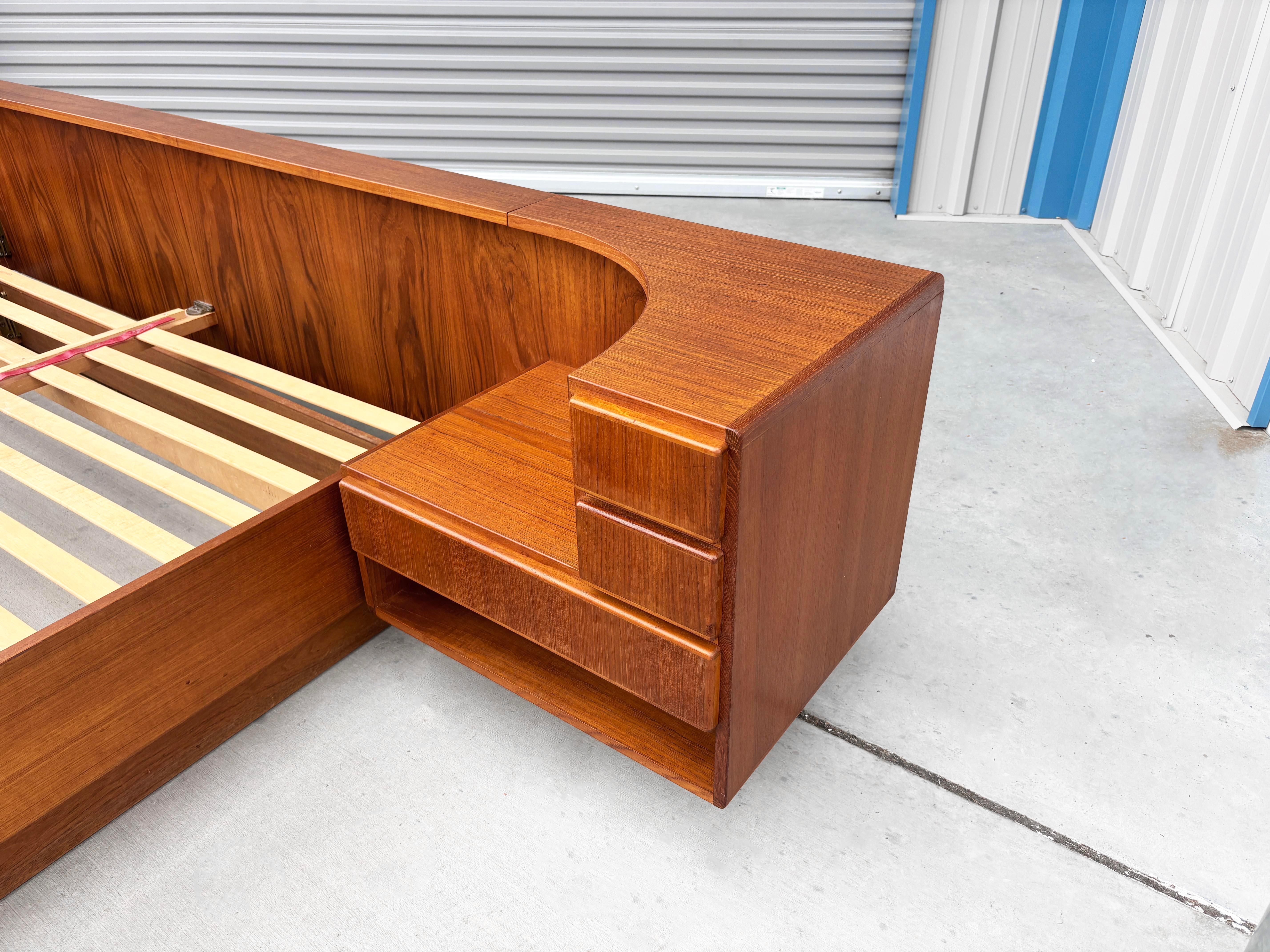 1960s Danish Modern Teak Cali King Bed Frame With Nightstands 9