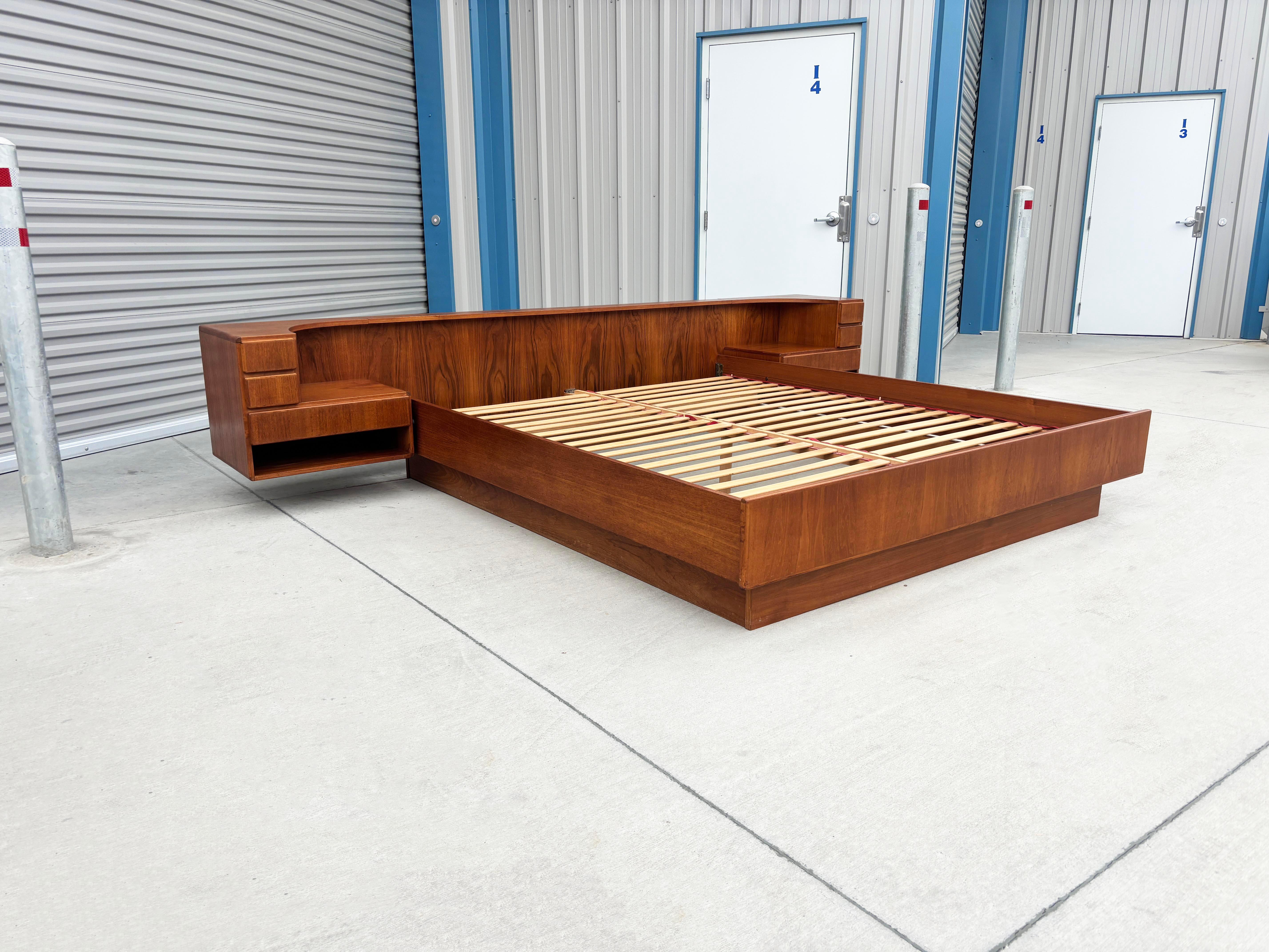 1960s Danish Modern Teak Cali King Bed Frame With Nightstands 1
