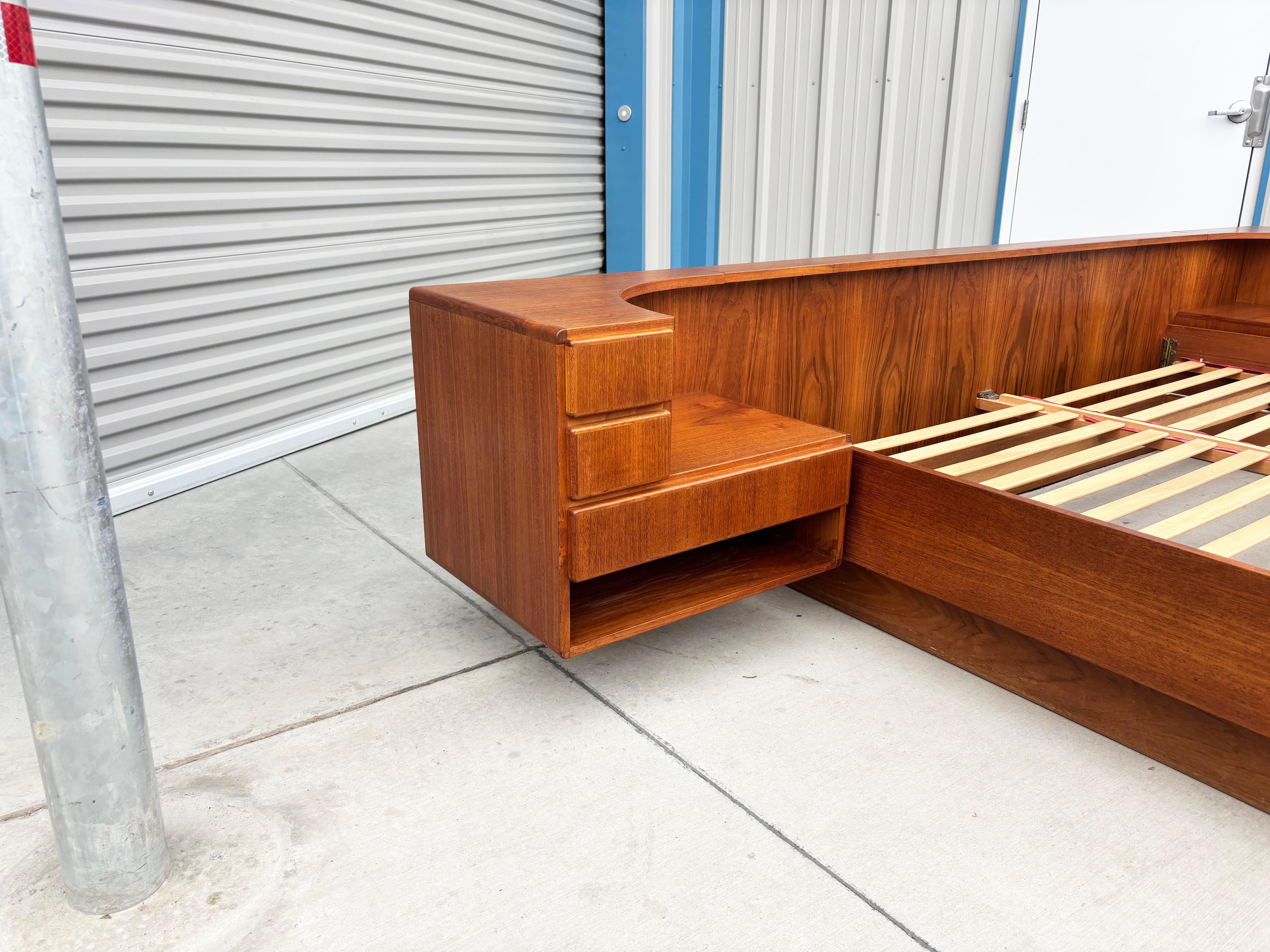 1960s Danish Modern Teak Cali King Bed Frame With Nightstands 2