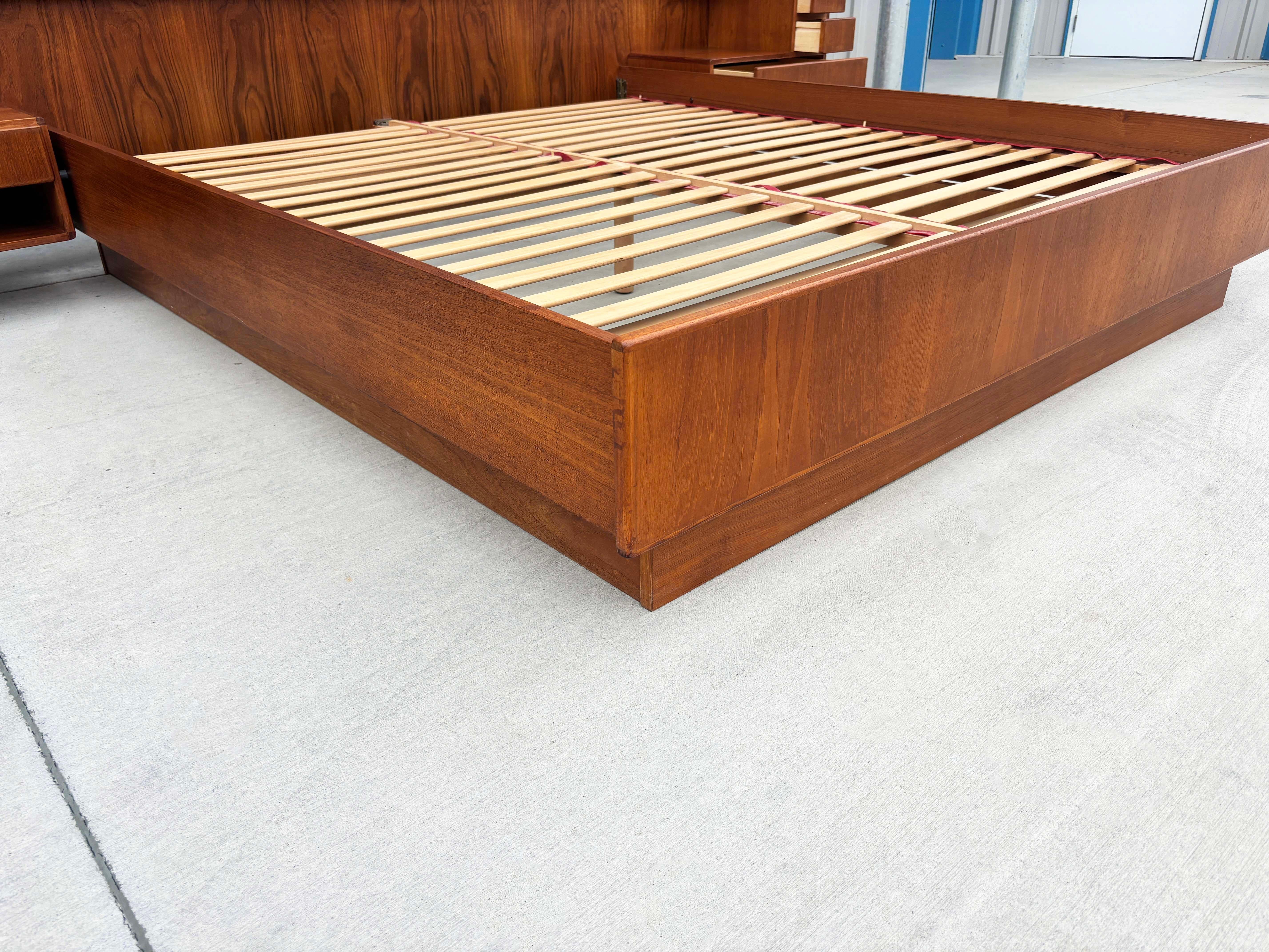 1960s Danish Modern Teak Cali King Bed Frame With Nightstands 4
