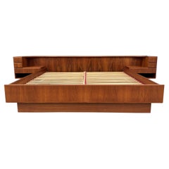 1960s Danish Modern Teak Cali King Bed Frame With Nightstands