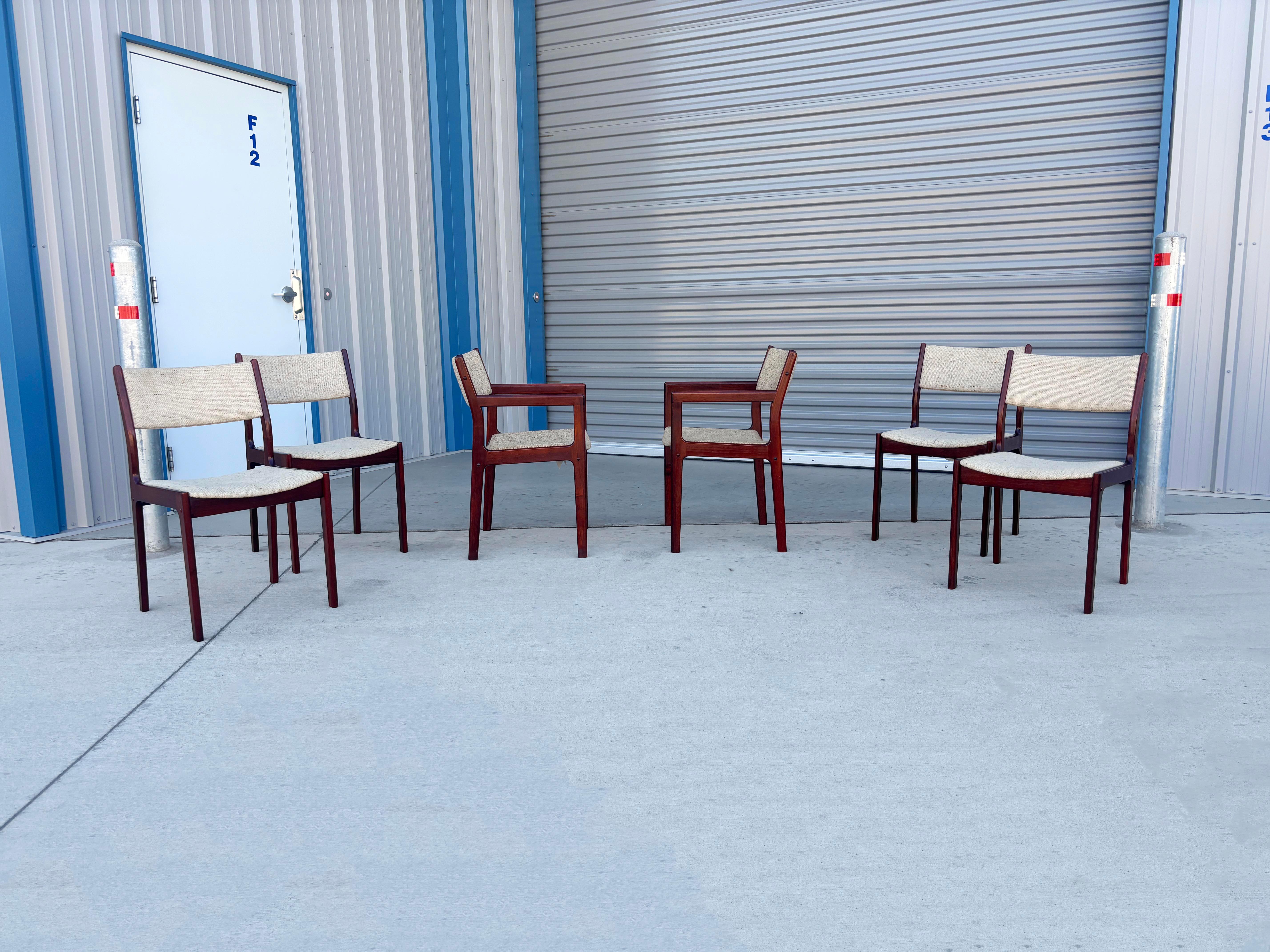 1960s Danish Modern Teak Dining Chairs - Set of 6 In Good Condition For Sale In North Hollywood, CA