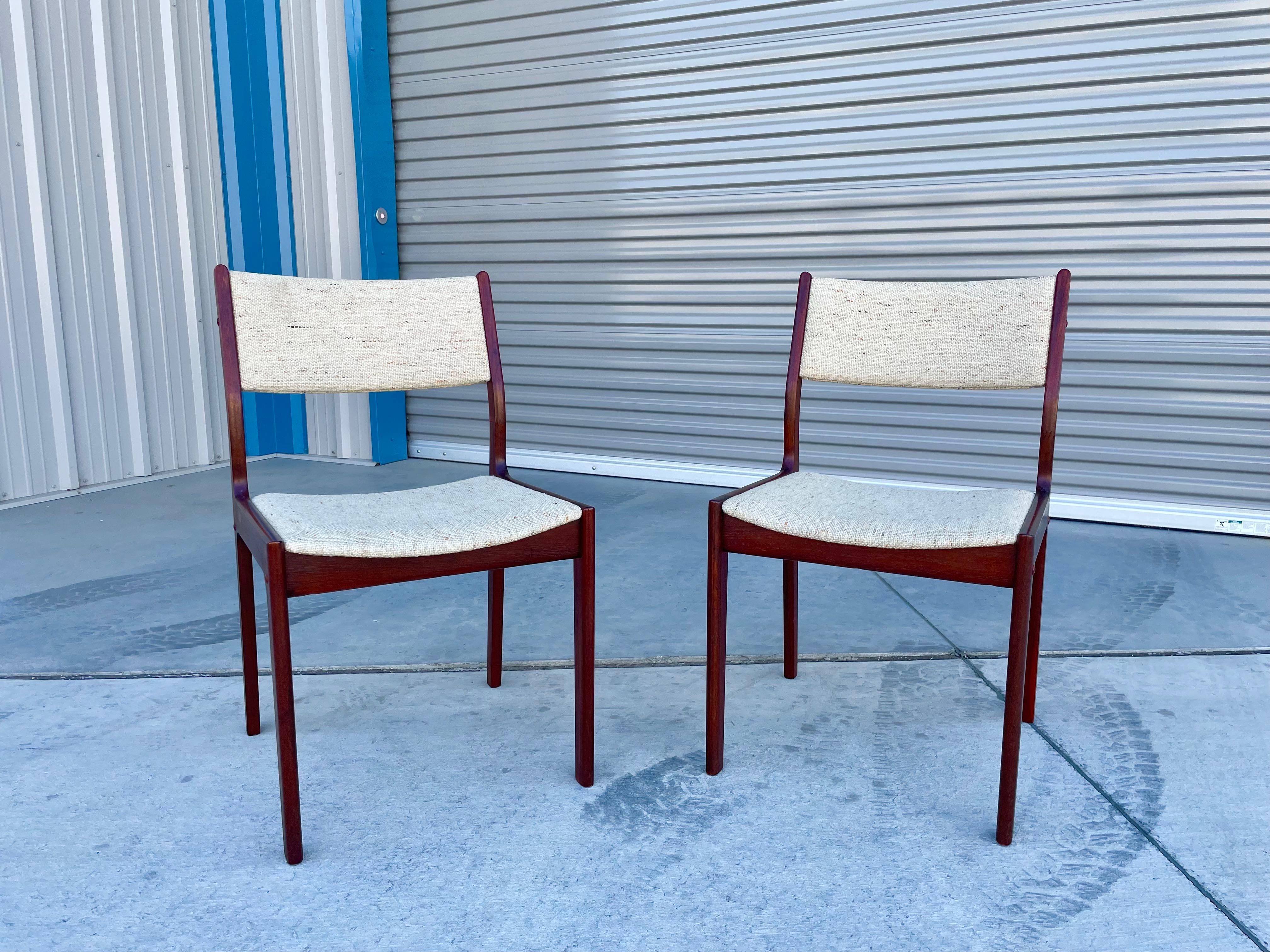 Fabric 1960s Danish Modern Teak Dining Chairs - Set of 6 For Sale