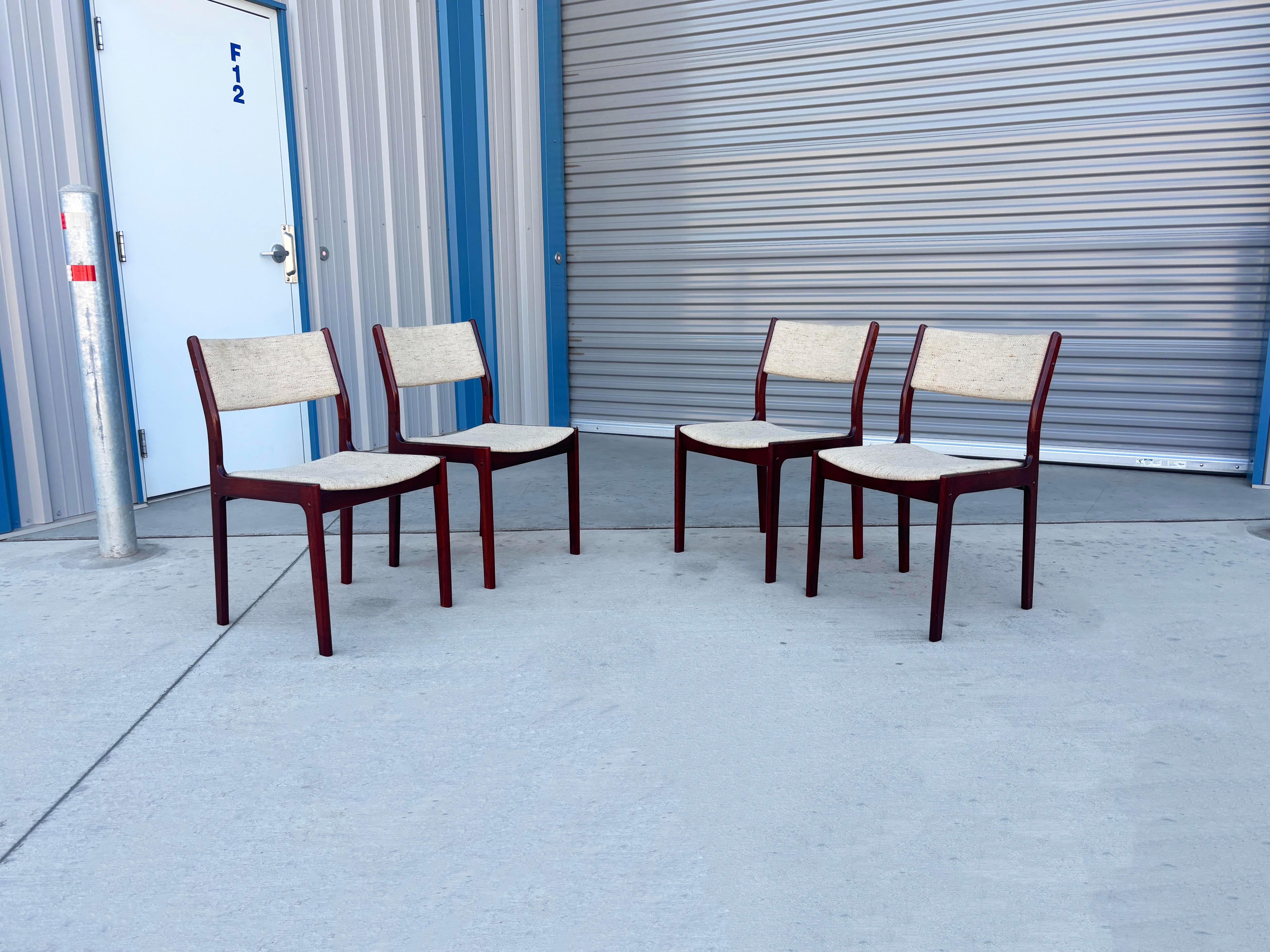 Fabric 1960s Danish Modern Teak Dining Chairs - Set of 6 For Sale