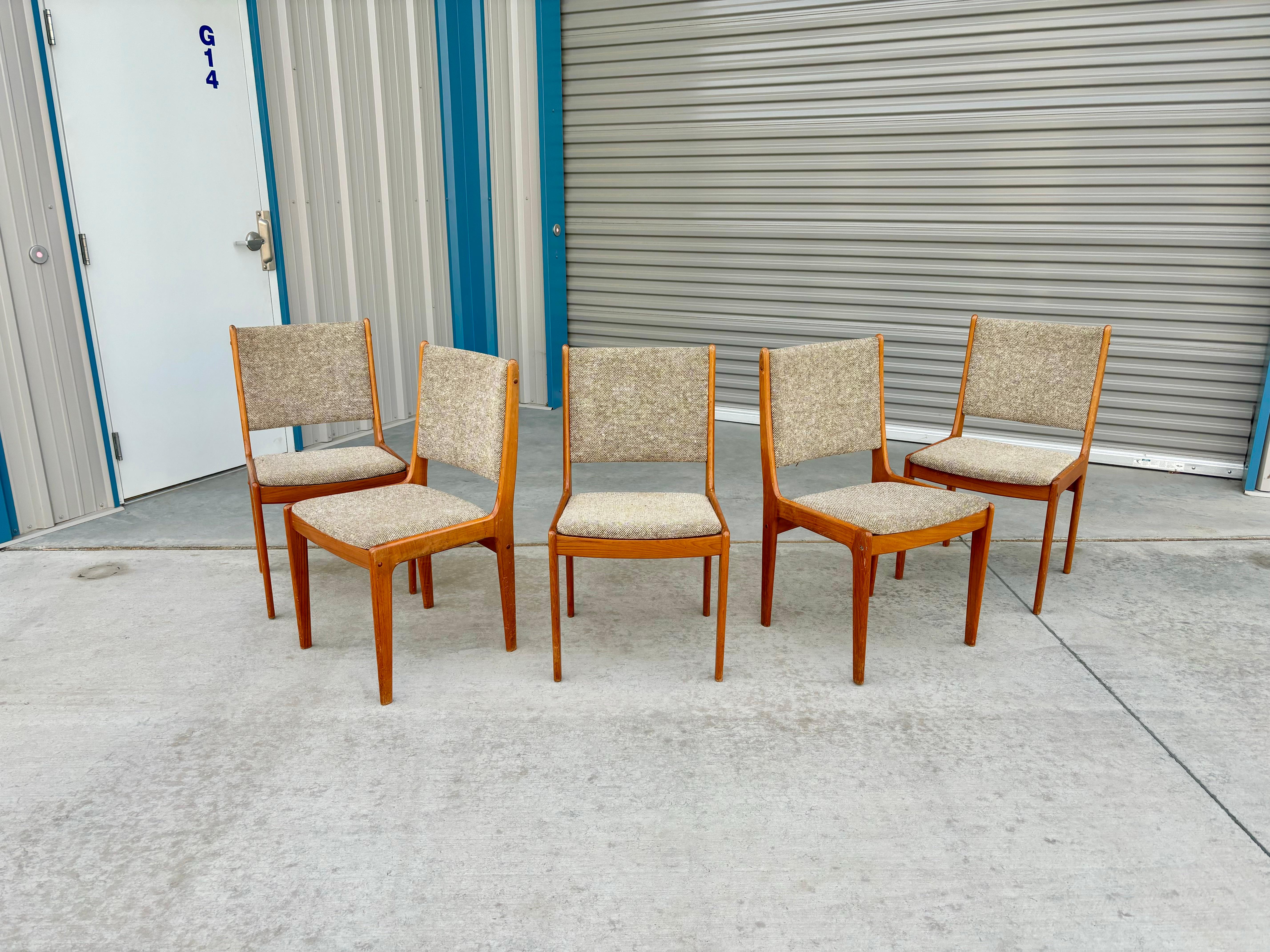 Fabric 1960s Danish Modern Teak Dining Chairs- Set of 7 For Sale