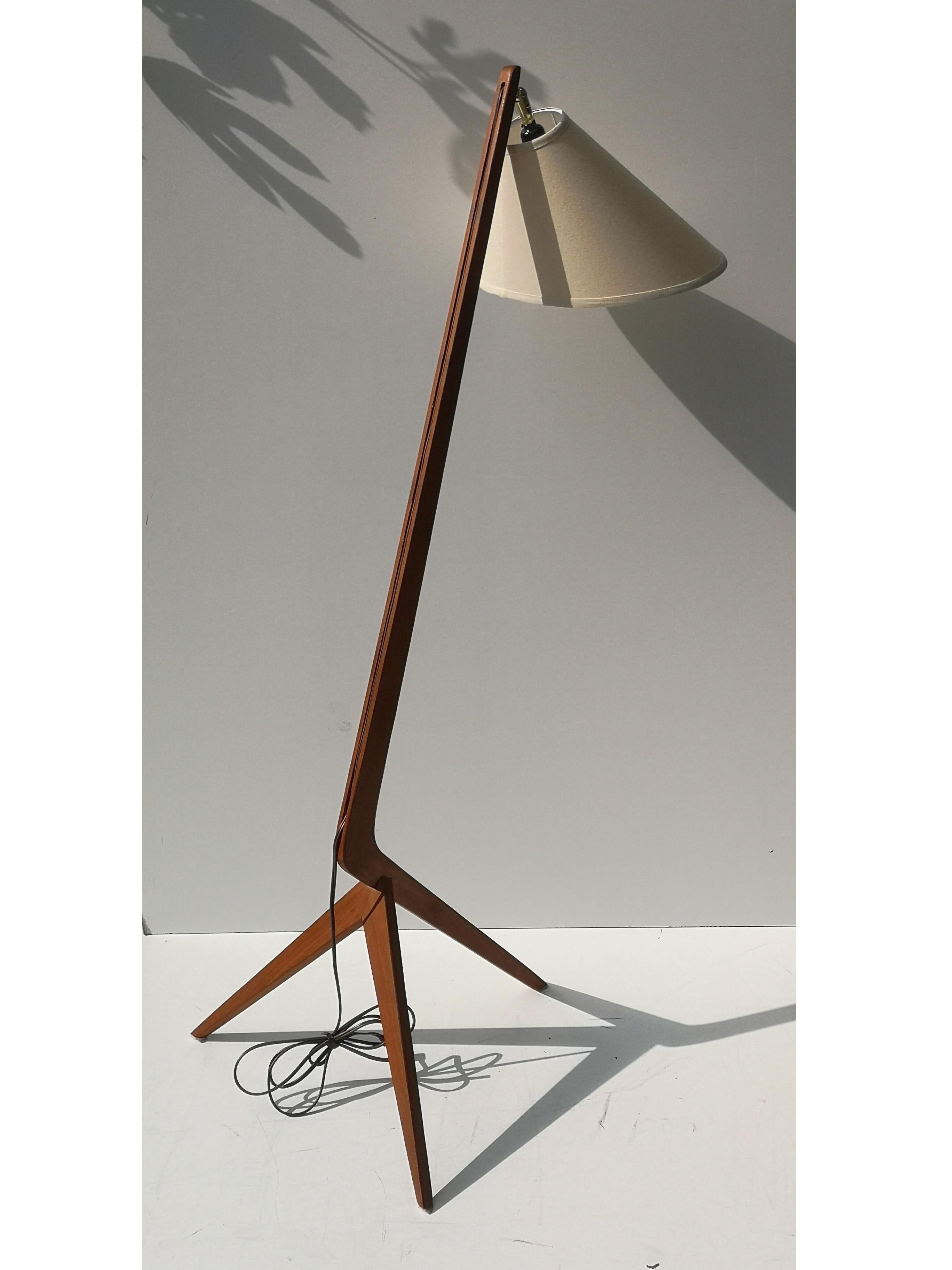Scandinavian Modern 1960s Danish Modern Teak Floor Lamp, Boomerang