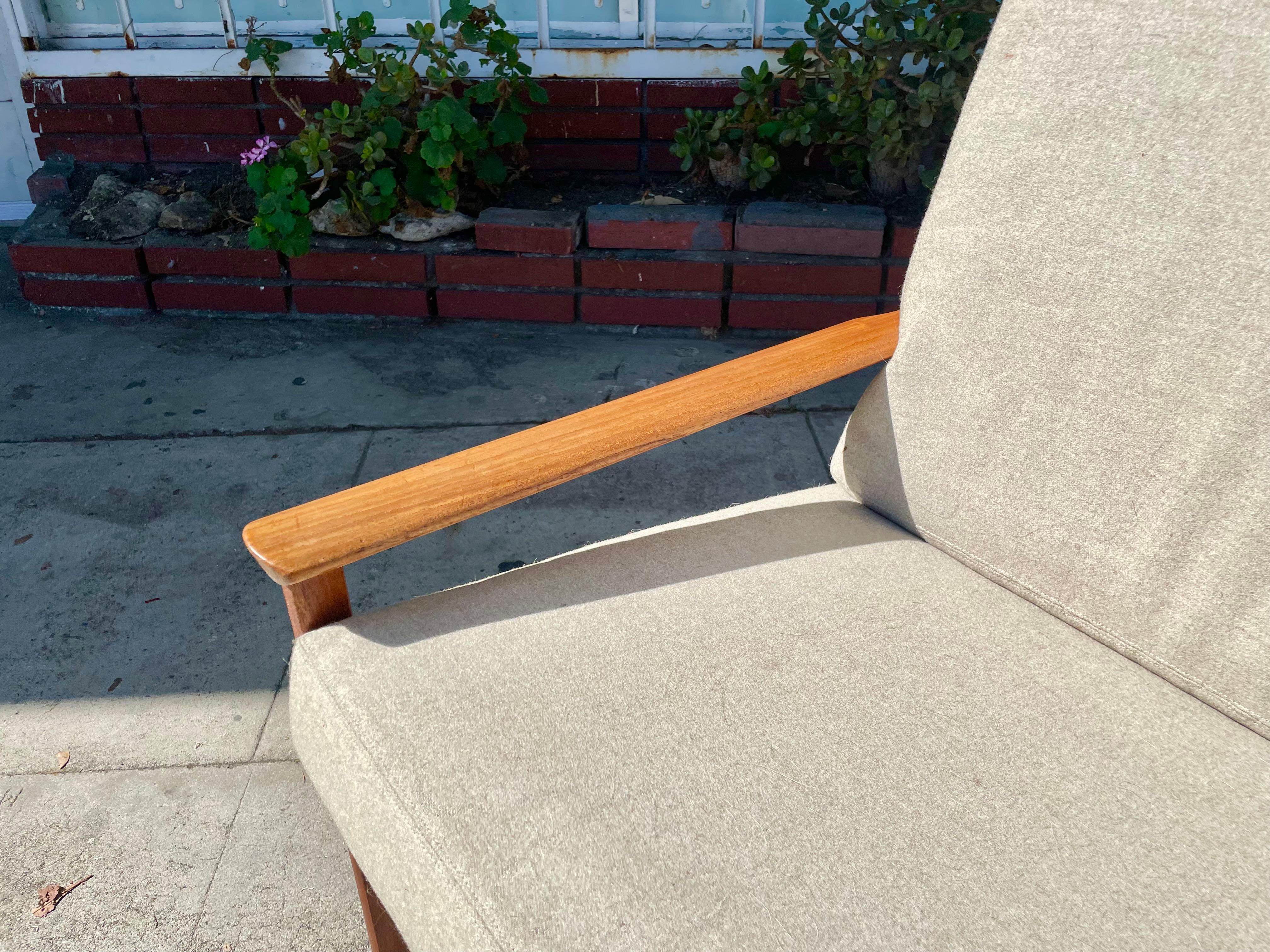 Fabric 1960s Danish Modern Teak Lounge Chair by Hans Olsen for Juul Kristensen For Sale