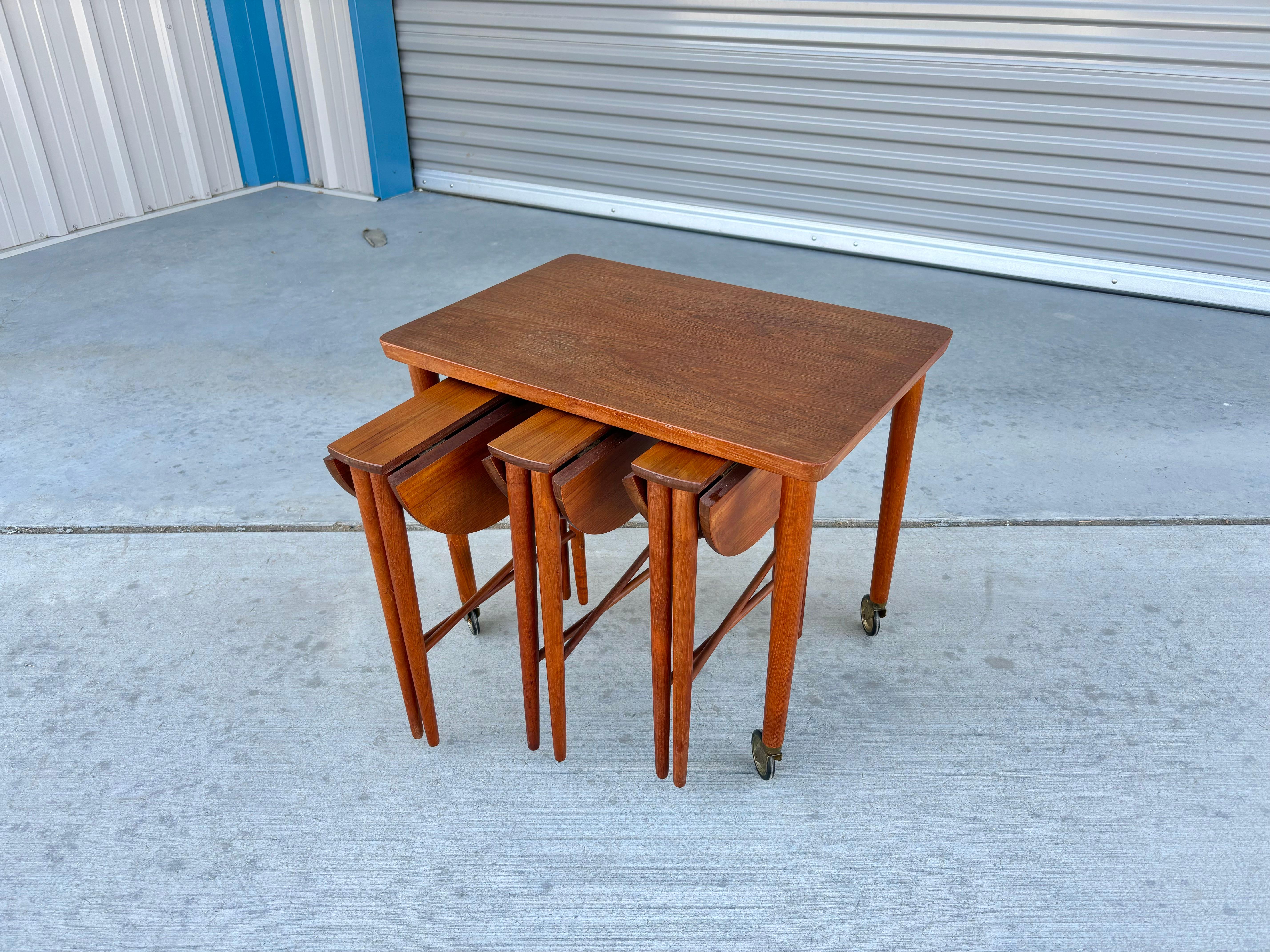 Mid-Century Modern 1960s Danish Modern Teak Nesting Tables by Paul Hundevad - a Pair For Sale