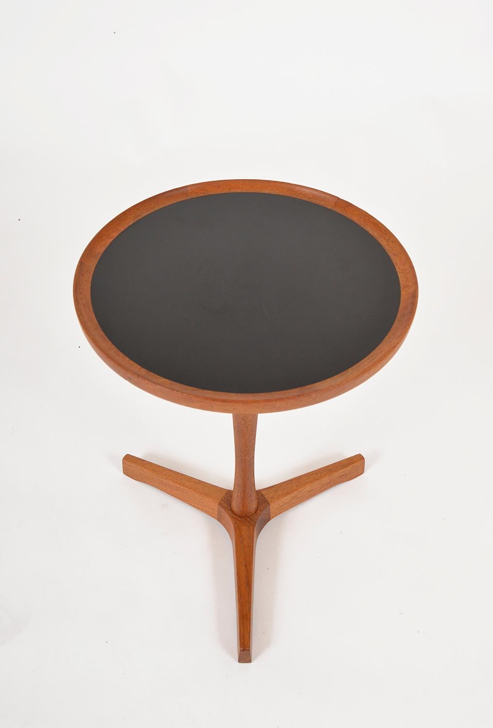 Laminated 1960s Danish Modern Teak Occasional Side Wine Table by Hans C Andersen for Artex For Sale