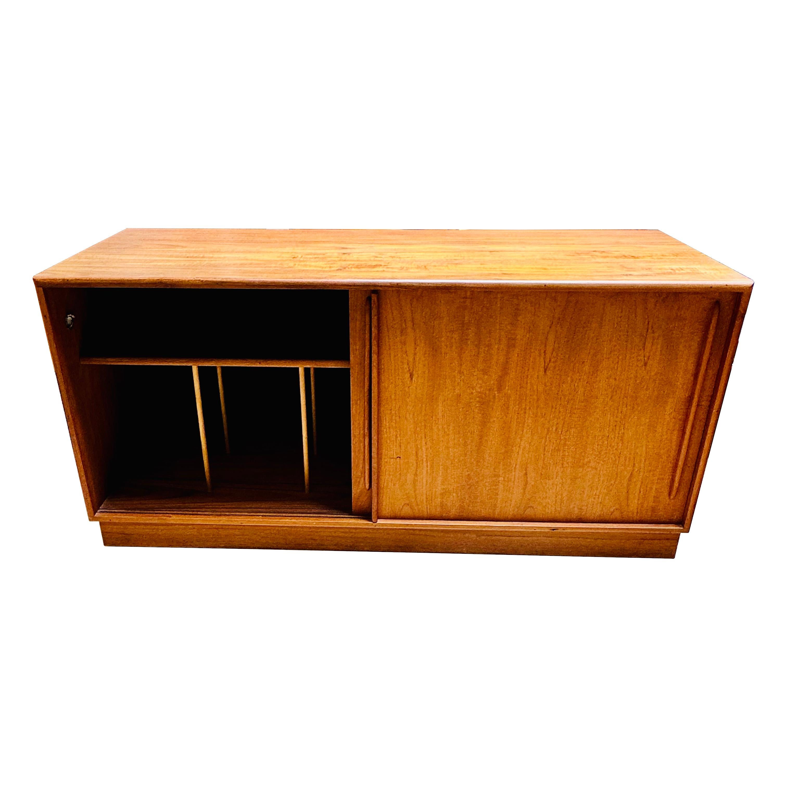 1960s Danish Modern Teak Stereo Credenza with Outlet 1