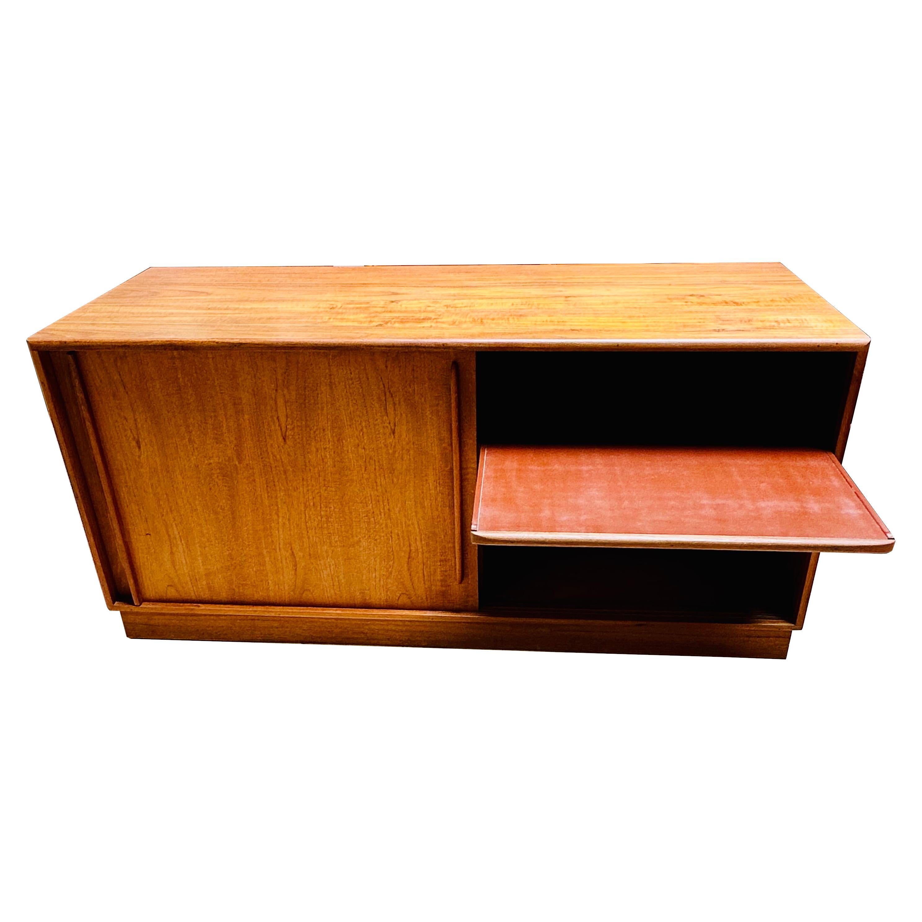 1960s Danish Modern Teak Stereo Credenza with Outlet 2
