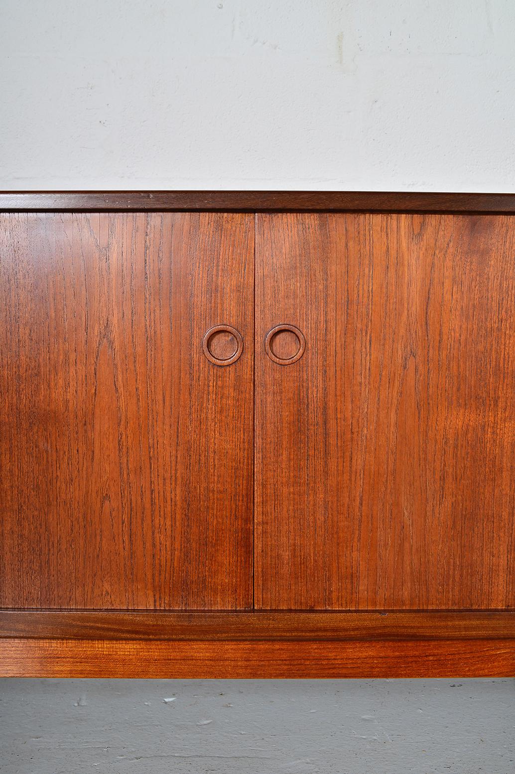 1960s Danish Modern Teak Tambour Freestanding Sideboard Credenza Midcentury 6