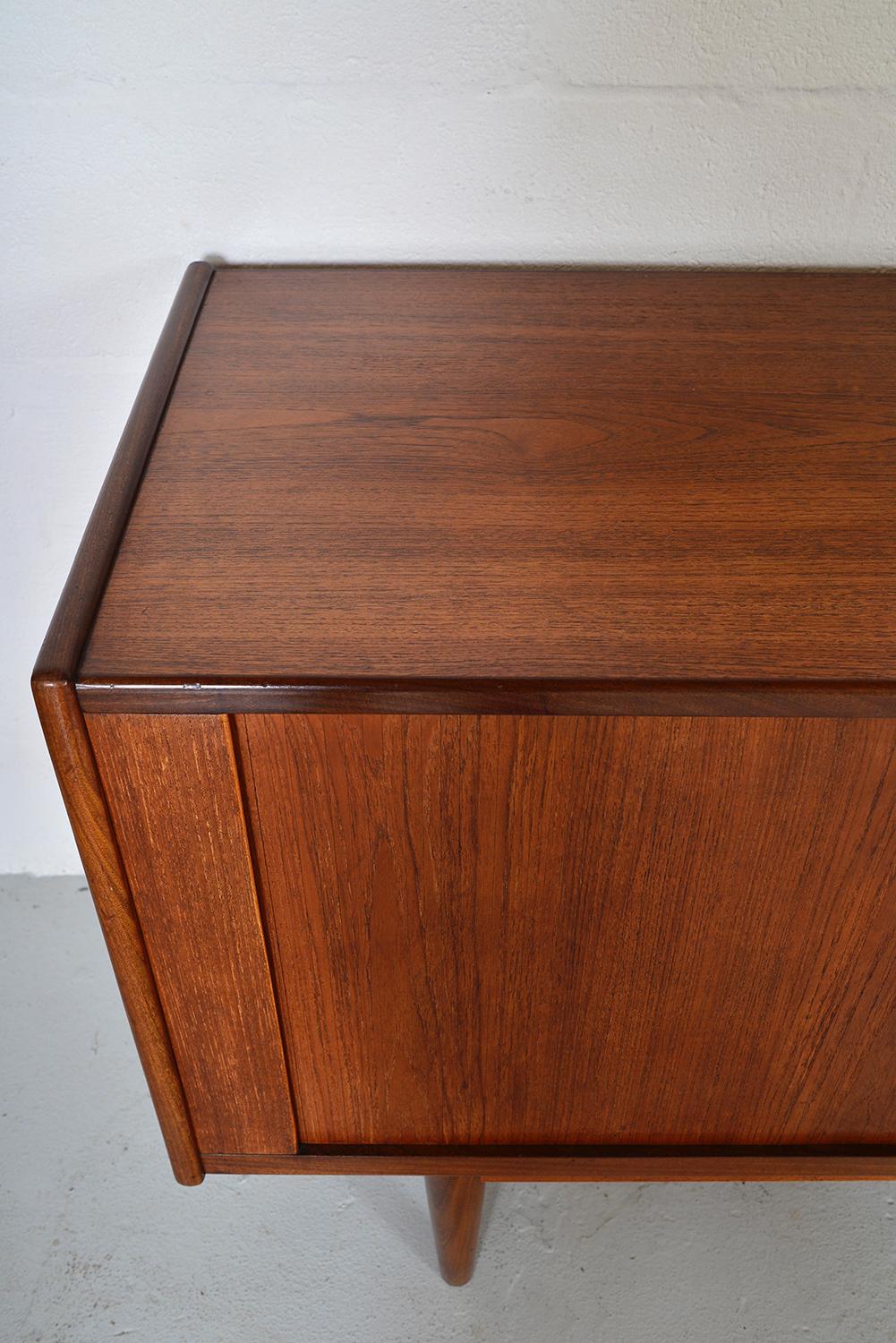 1960s Danish Modern Teak Tambour Freestanding Sideboard Credenza Midcentury 11