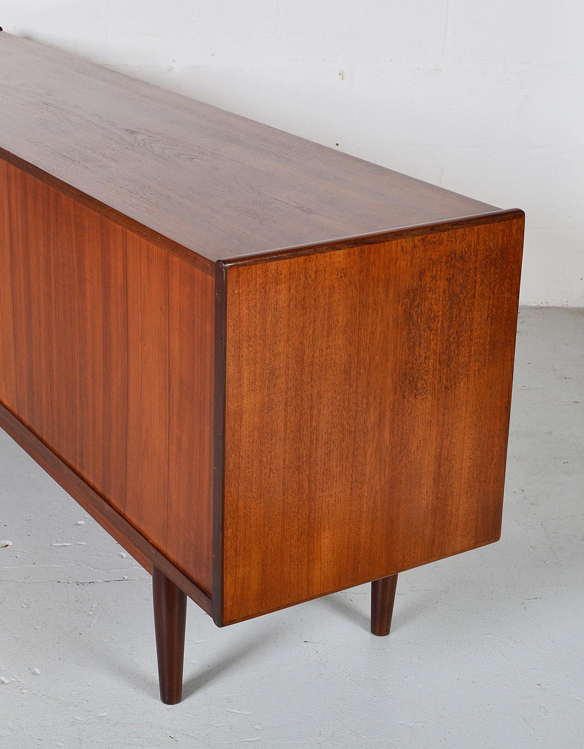 1960s Danish Modern Teak Tambour Freestanding Sideboard Credenza Midcentury 12