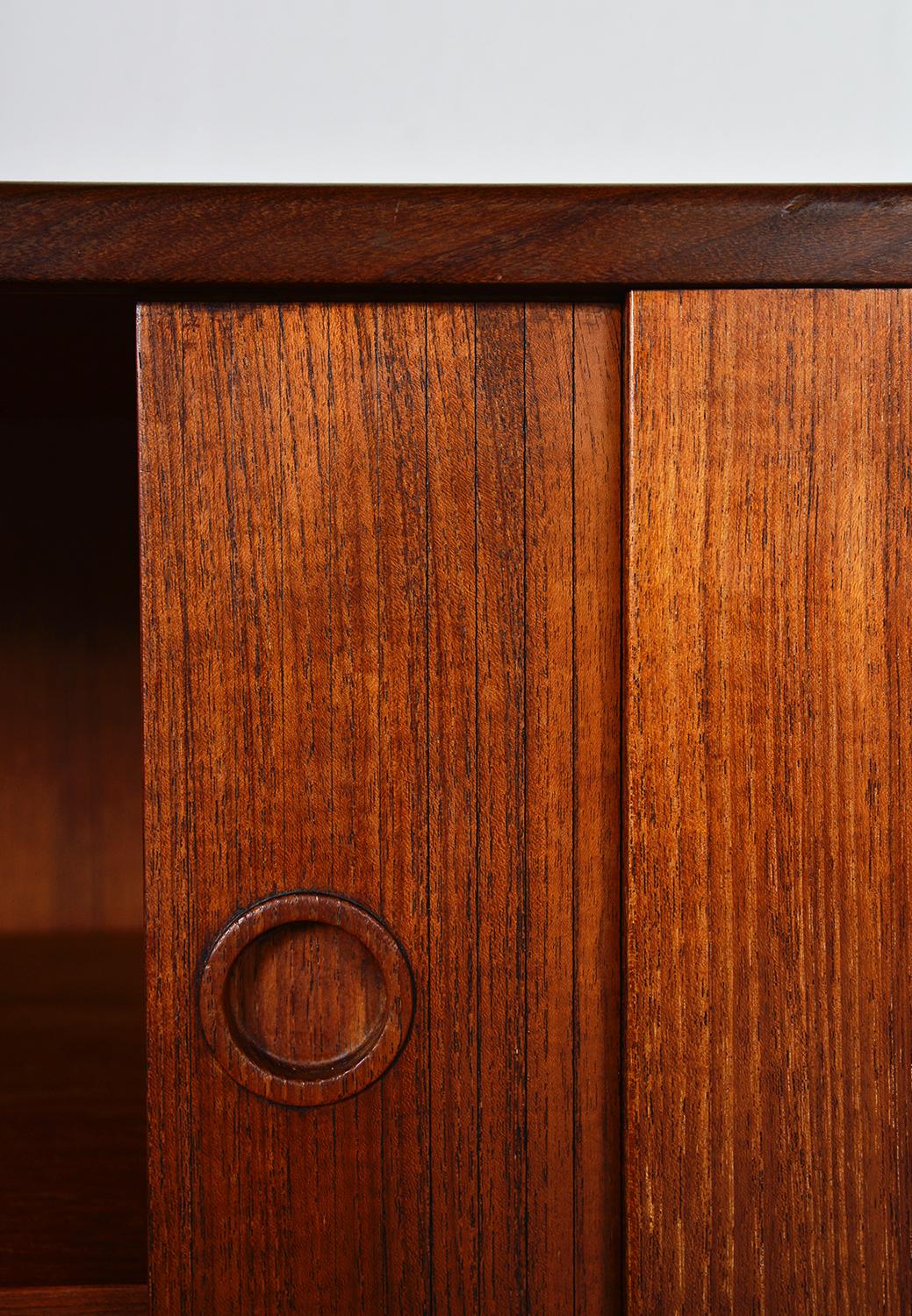 1960s Danish Modern Teak Tambour Freestanding Sideboard Credenza Midcentury In Good Condition In Sherborne, Dorset