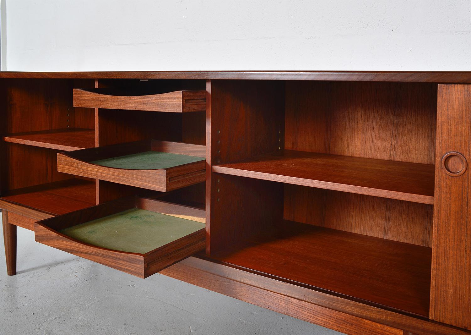 1960s Danish Modern Teak Tambour Freestanding Sideboard Credenza Midcentury 2