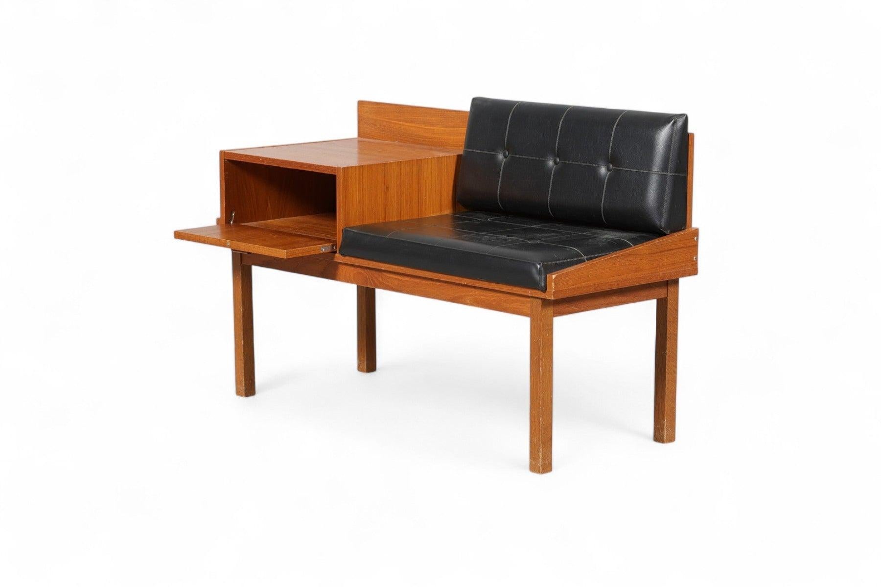 Mid-Century Modern Banc téléphonique moderne danois des années 1960 en teck #2
