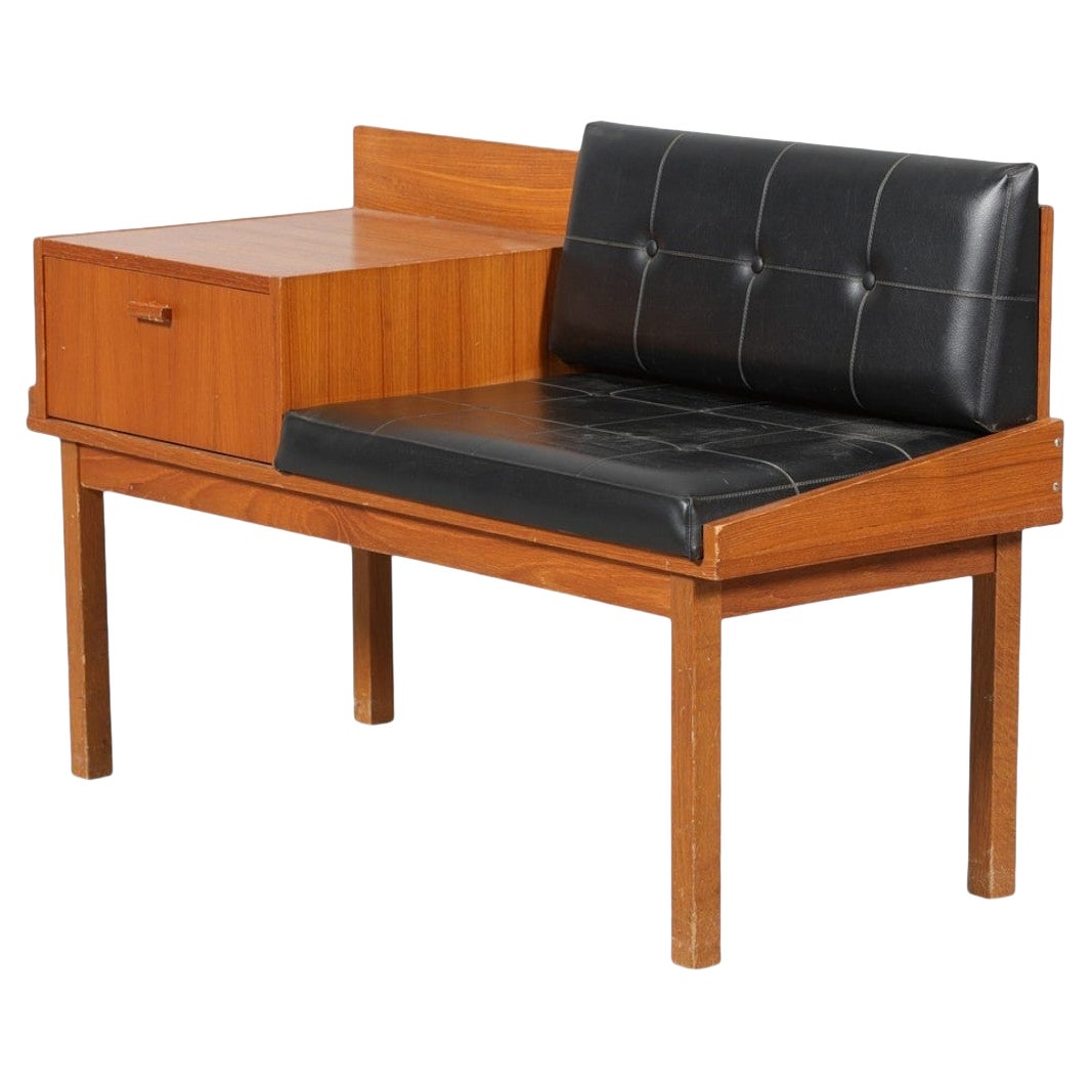 Banc téléphonique moderne danois des années 1960 en teck #2