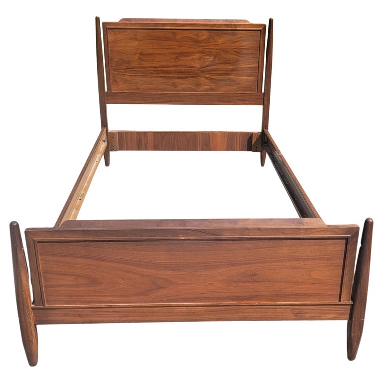 1960s Danish Modern Twin Size Sleigh Bed For Sale at 1stDibs