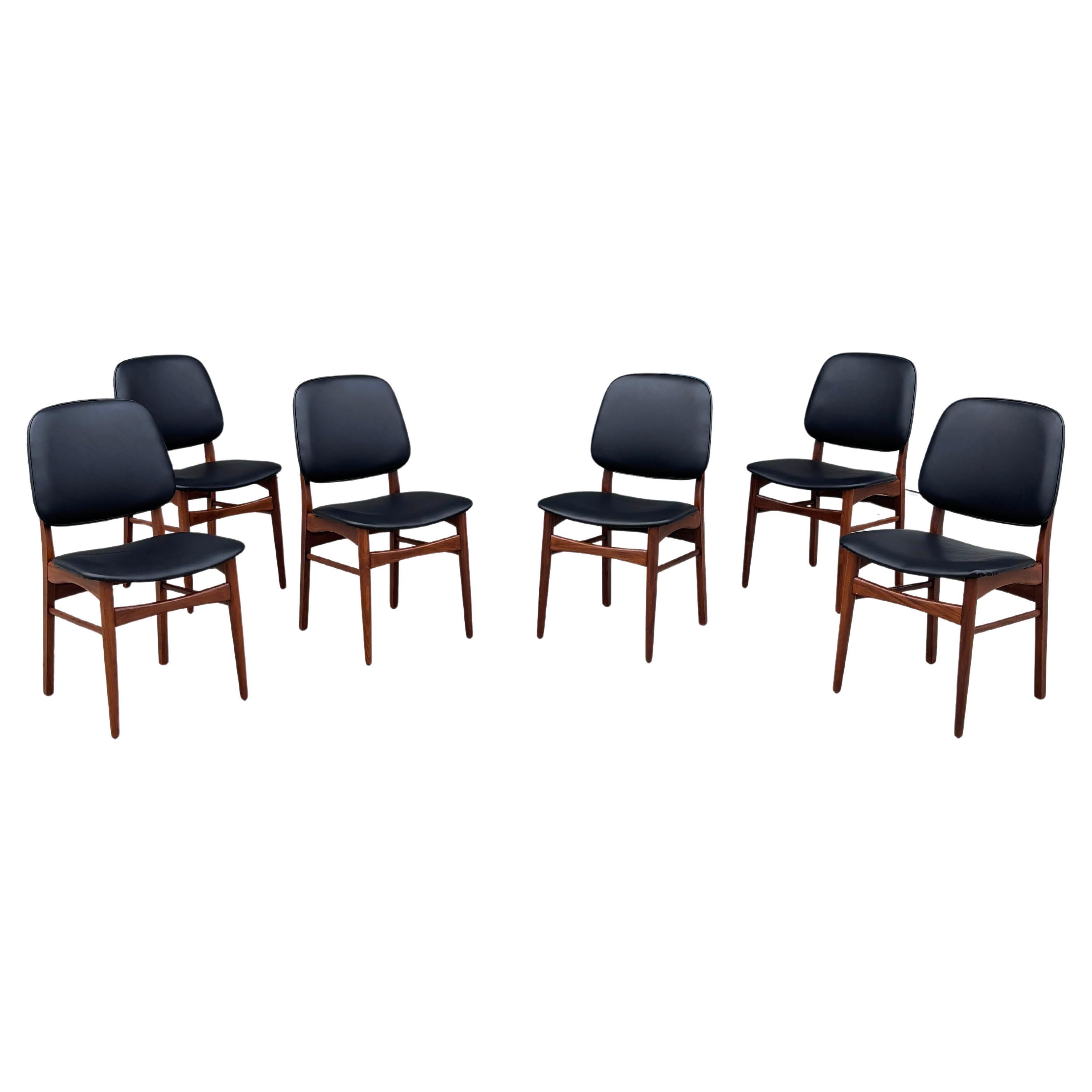 1960s Danish Modern Vinyl & Teak Dining Chairs