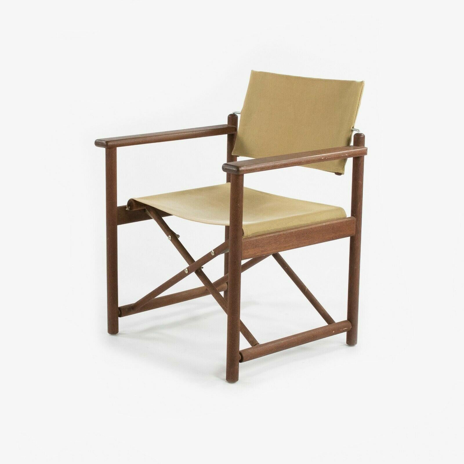 1960s Danish Modern Walnut and Canvas Folding Campaign Chair For Sale 6