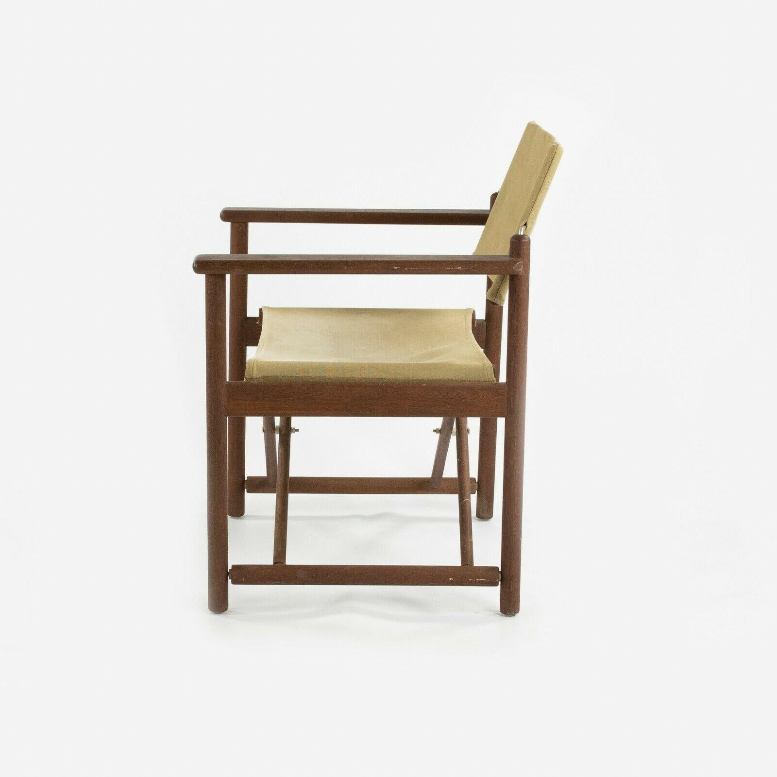 Mid-20th Century 1960s Danish Modern Walnut and Canvas Folding Campaign Chair For Sale