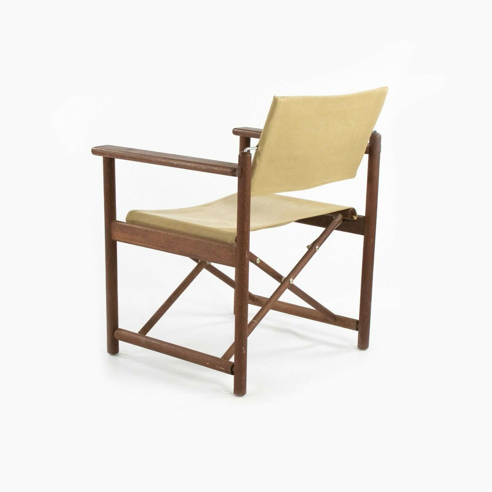 1960s Danish Modern Walnut and Canvas Folding Campaign Chair For Sale 2