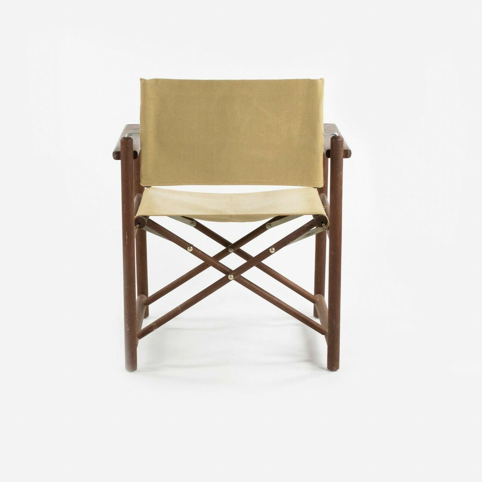 1960s Danish Modern Walnut and Canvas Folding Campaign Chair For Sale 4