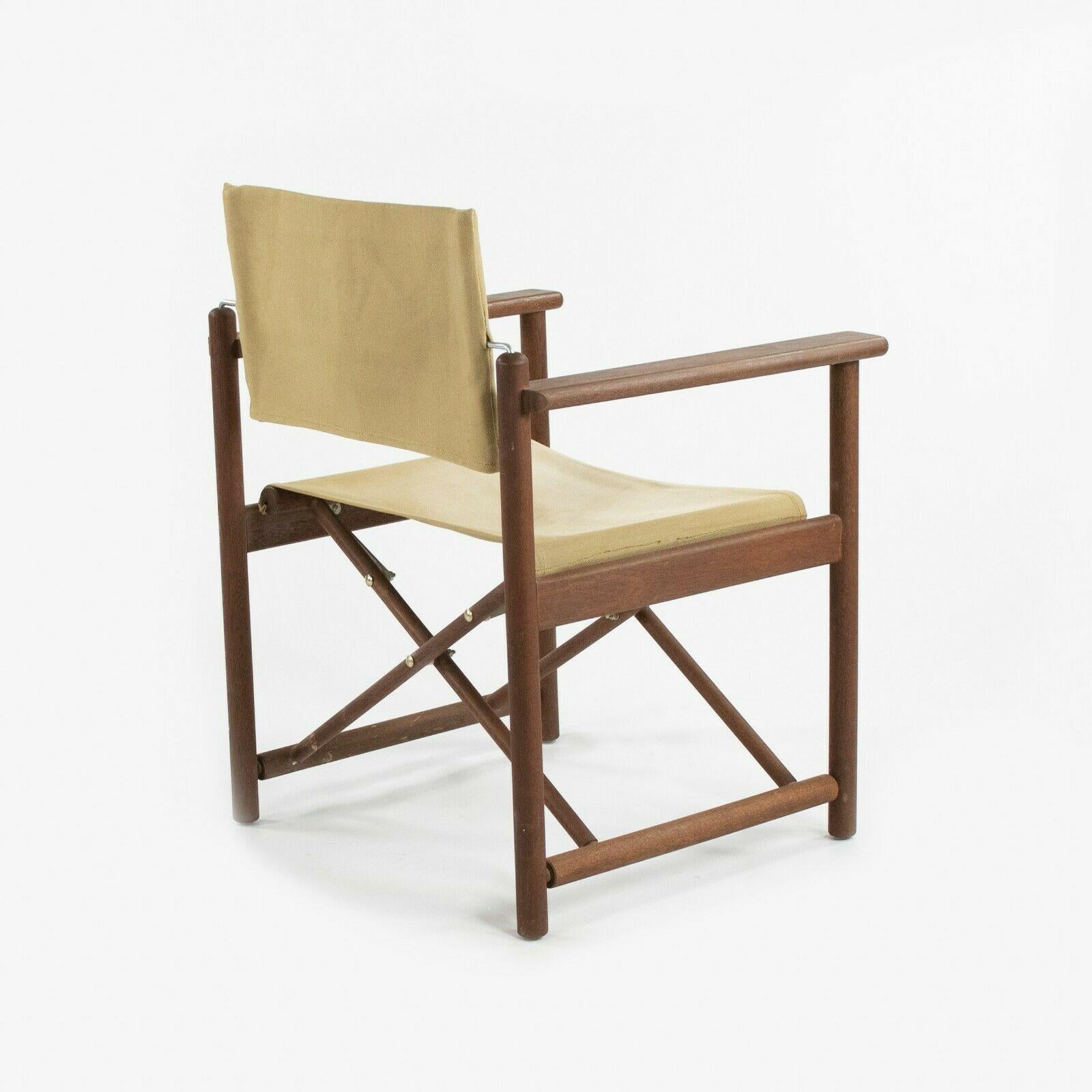 1960s Danish Modern Walnut and Canvas Folding Campaign Chair For Sale 5