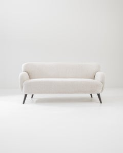 1960s Danish Modern White Boucle Sofa