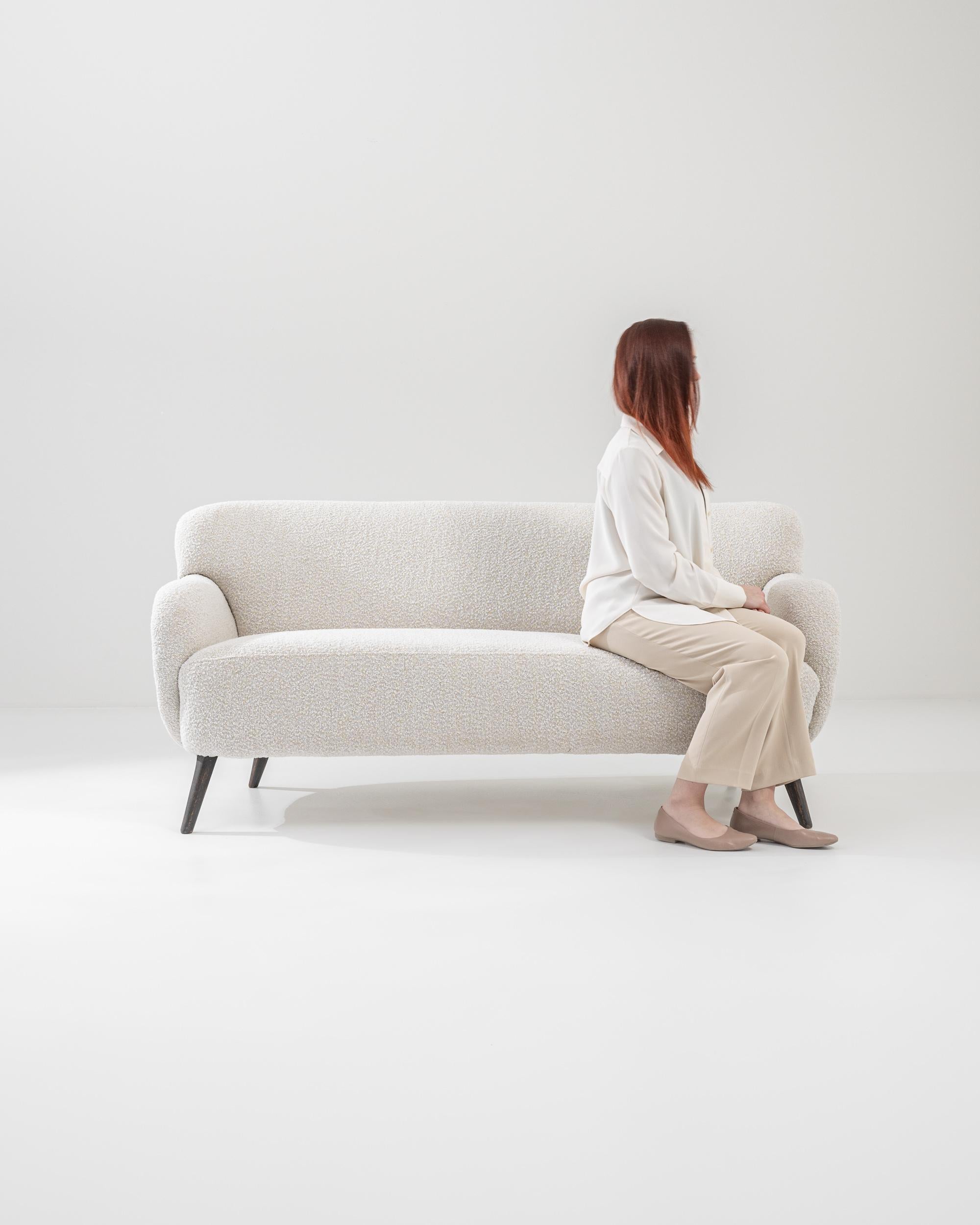 Scandinavian Modern 1960s Danish Modern White Boucle Sofa