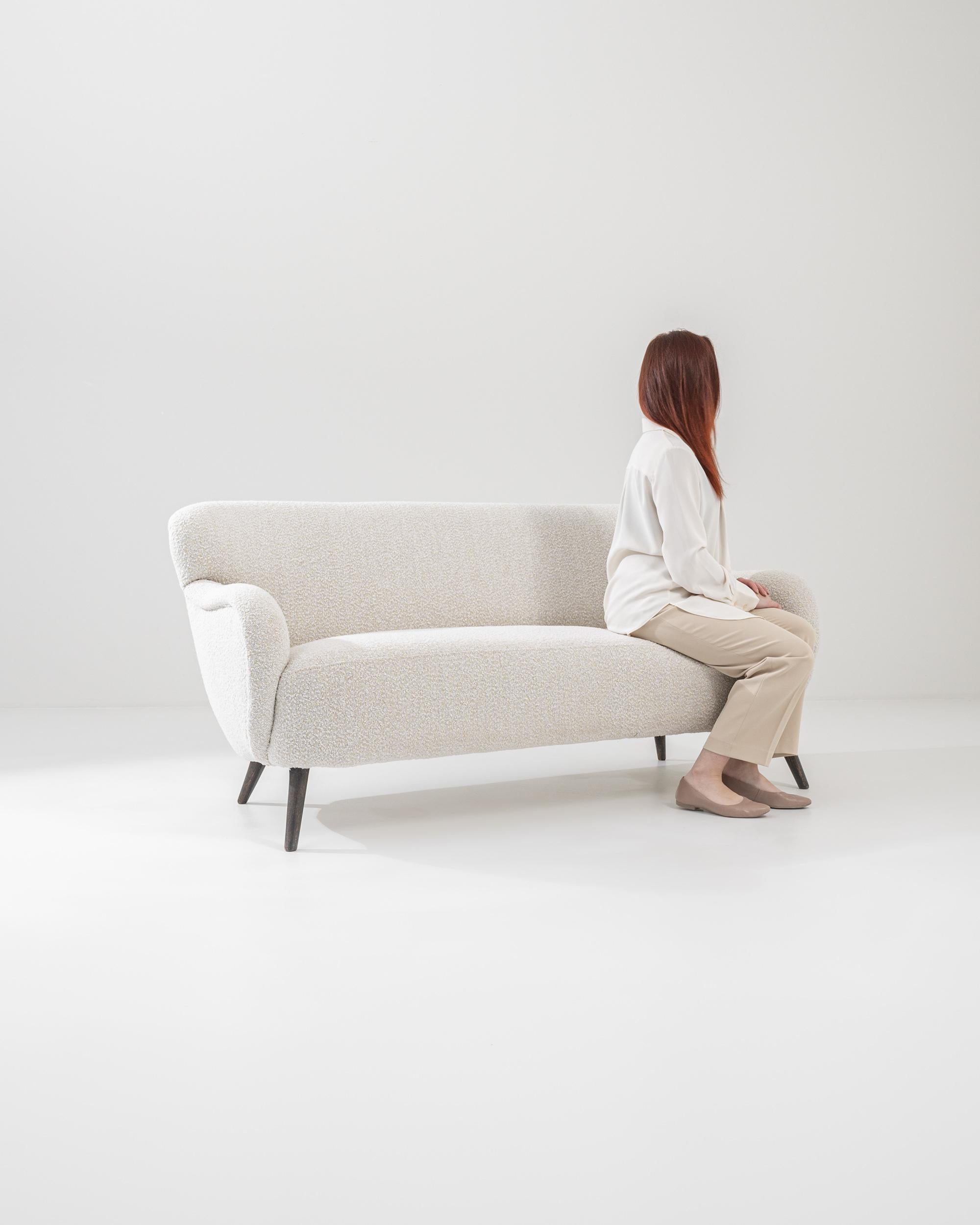 Mid-20th Century 1960s Danish Modern White Boucle Sofa