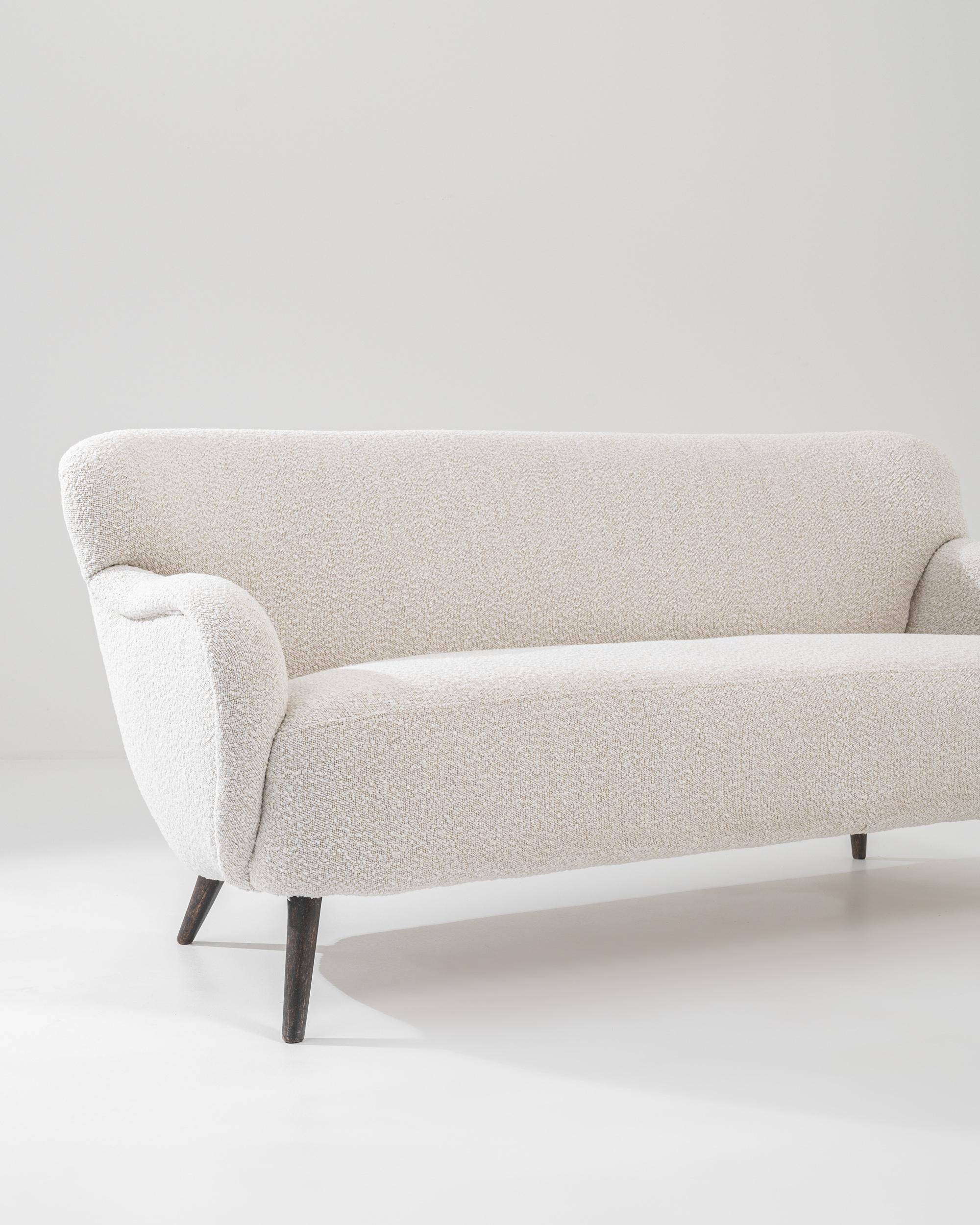 Bouclé 1960s Danish Modern White Boucle Sofa