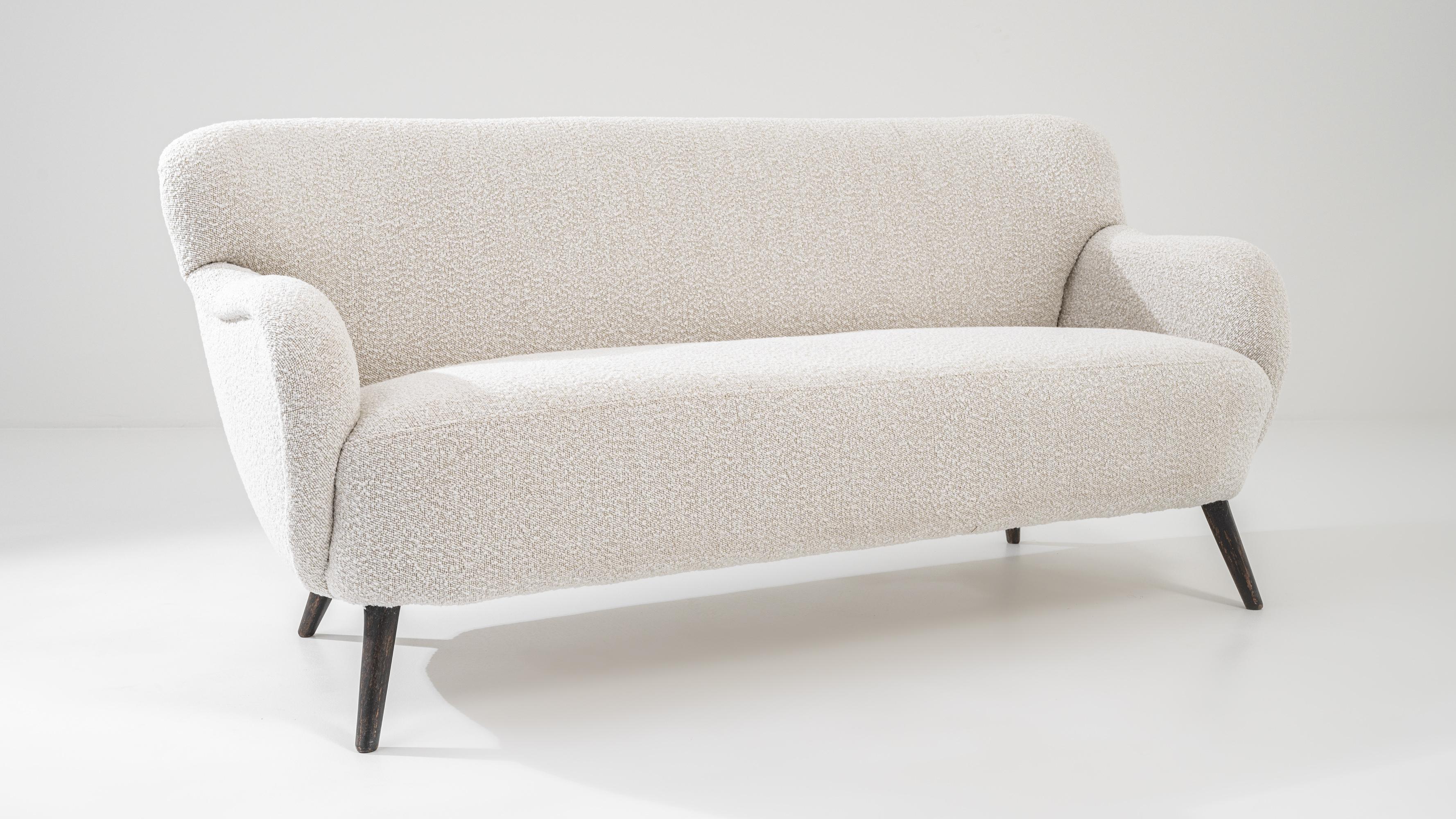 1960s Danish Modern White Boucle Sofa 1