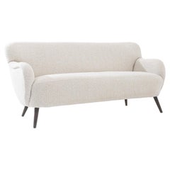 1960s Danish Modern White Boucle Sofa