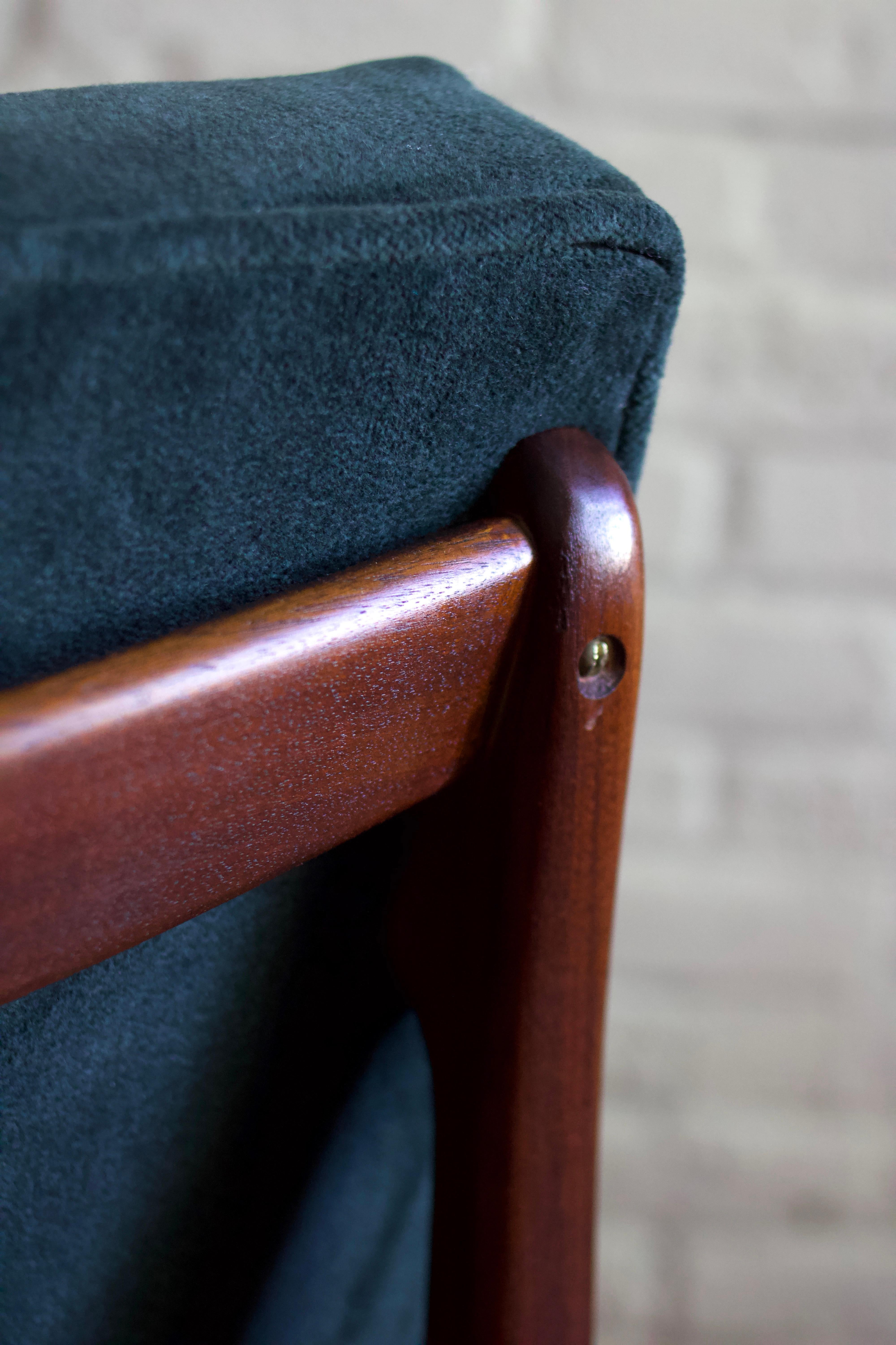 1960s Danish Oak and Mohair Velvet Armless Slipper Chair For Sale 9