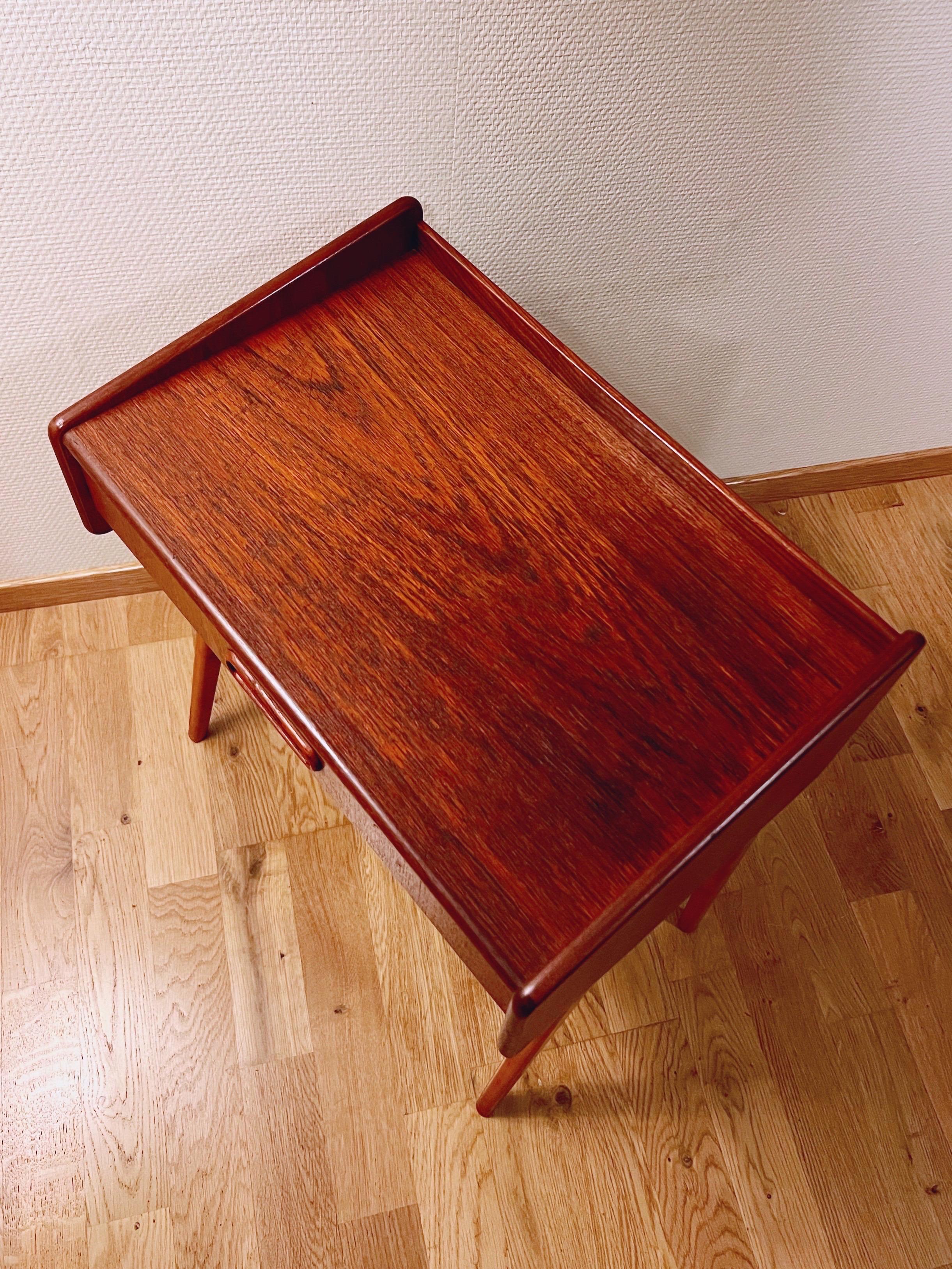 No.1 of 2 Danish/Nordic Teak Night Stand with woven rattan under shelf,  1960s For Sale 3