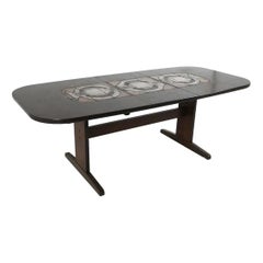 1960s Danish Oak and Tile Dining Table With Leaf by Poul H. Poulsen