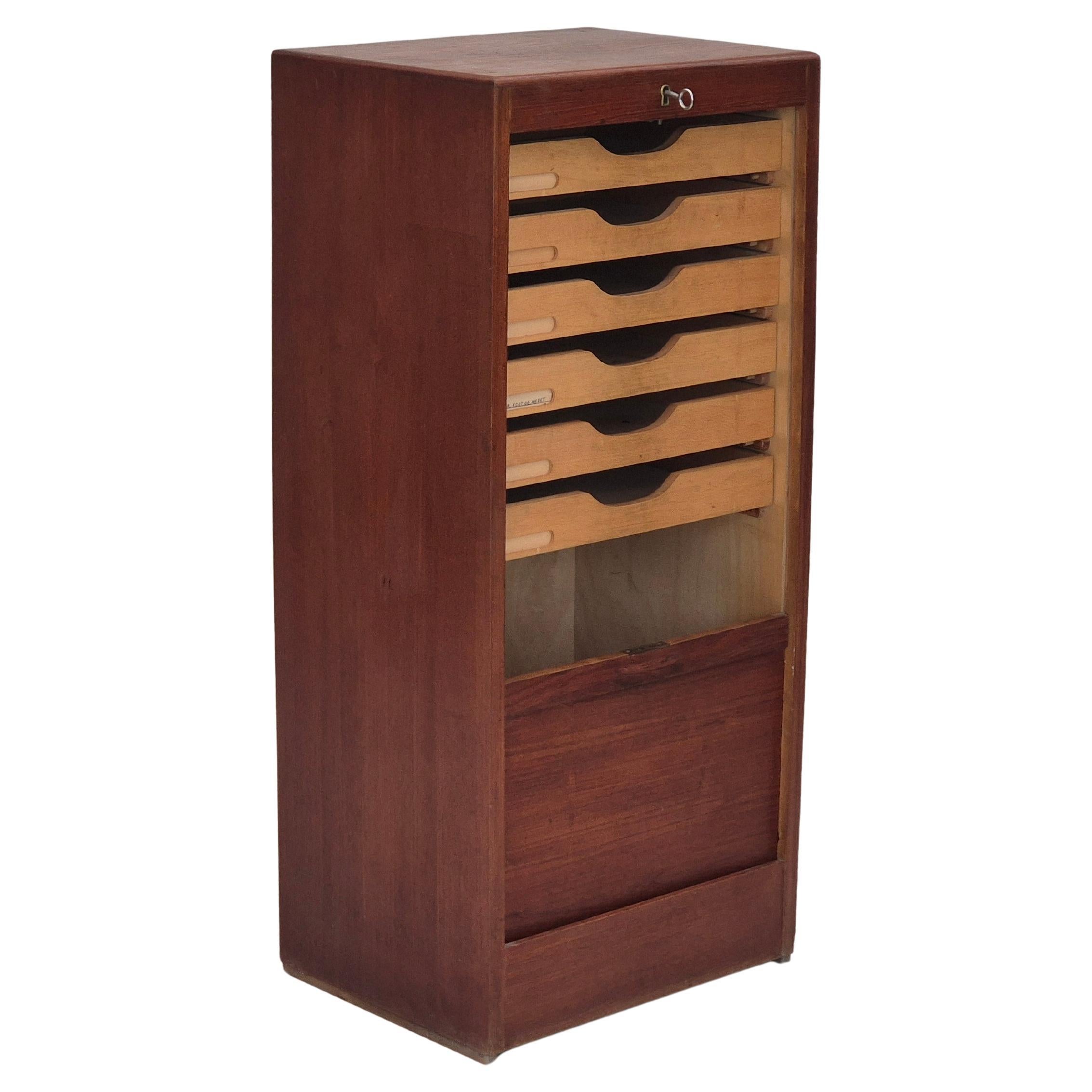 1960s, Danish office cabinet, original condition, teak wood, sliding door.